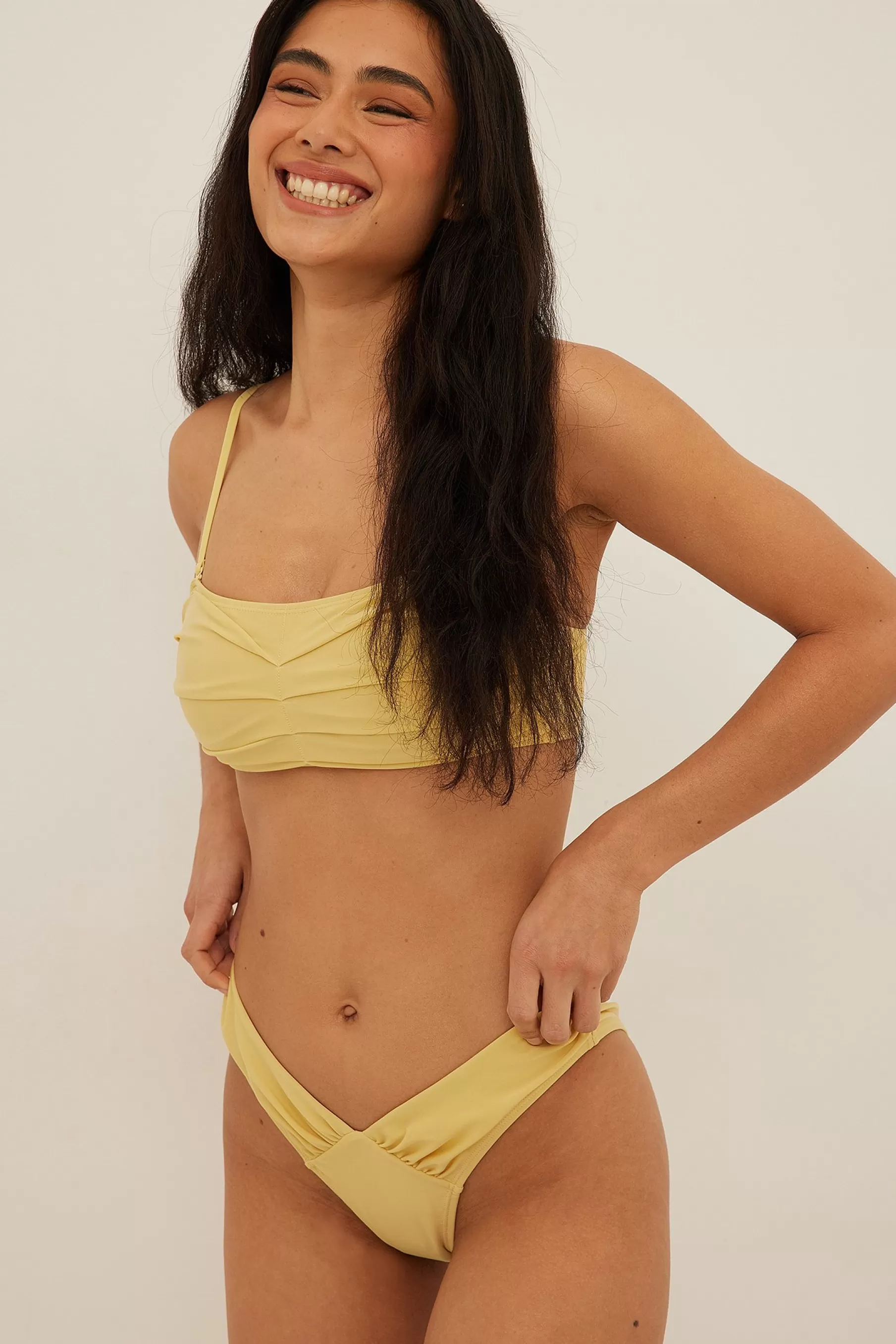 NA-KD Gathered High Cut Bikini Panty Yellow