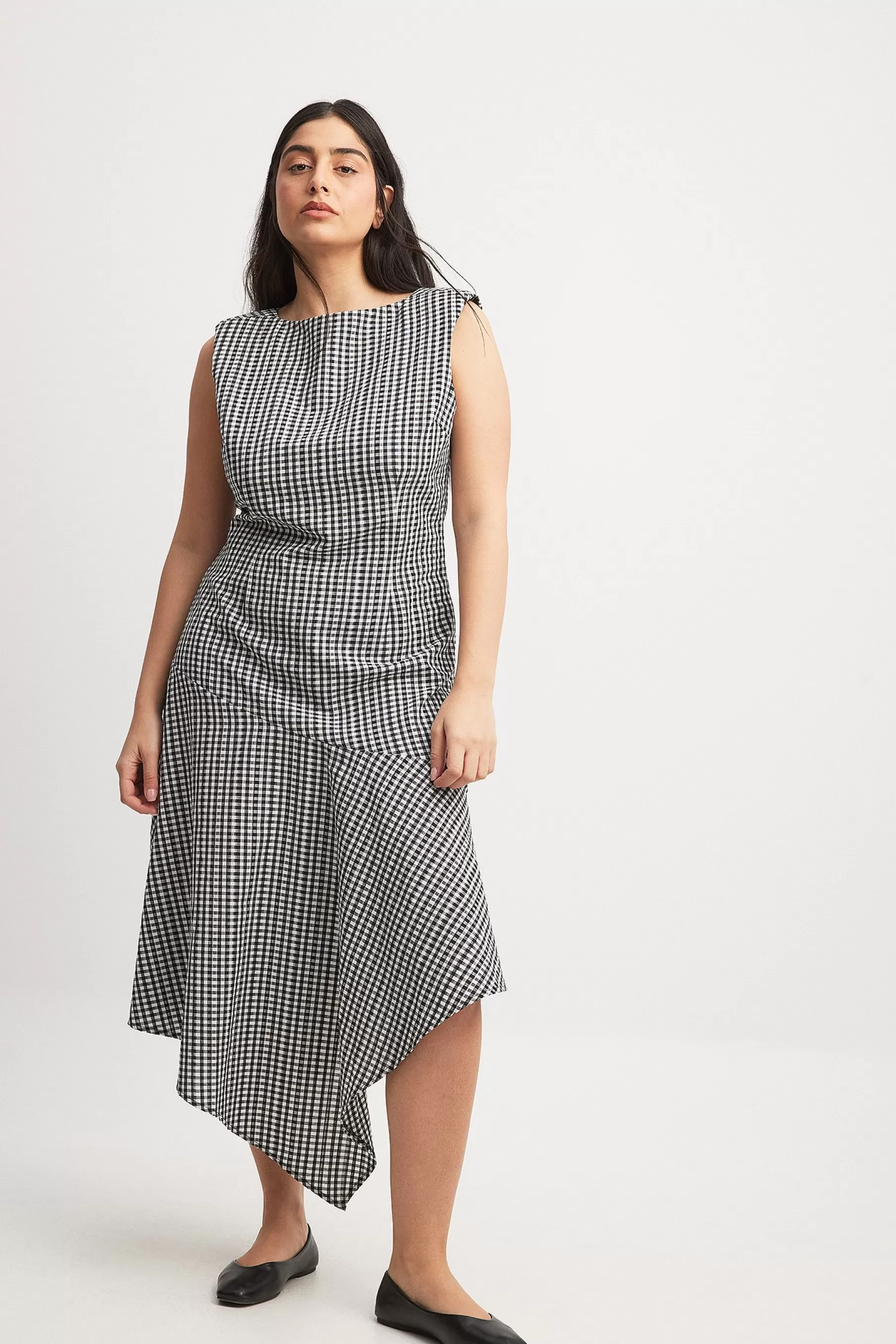 NA-KD Gingham Sleeveless Midi Dress Checkered