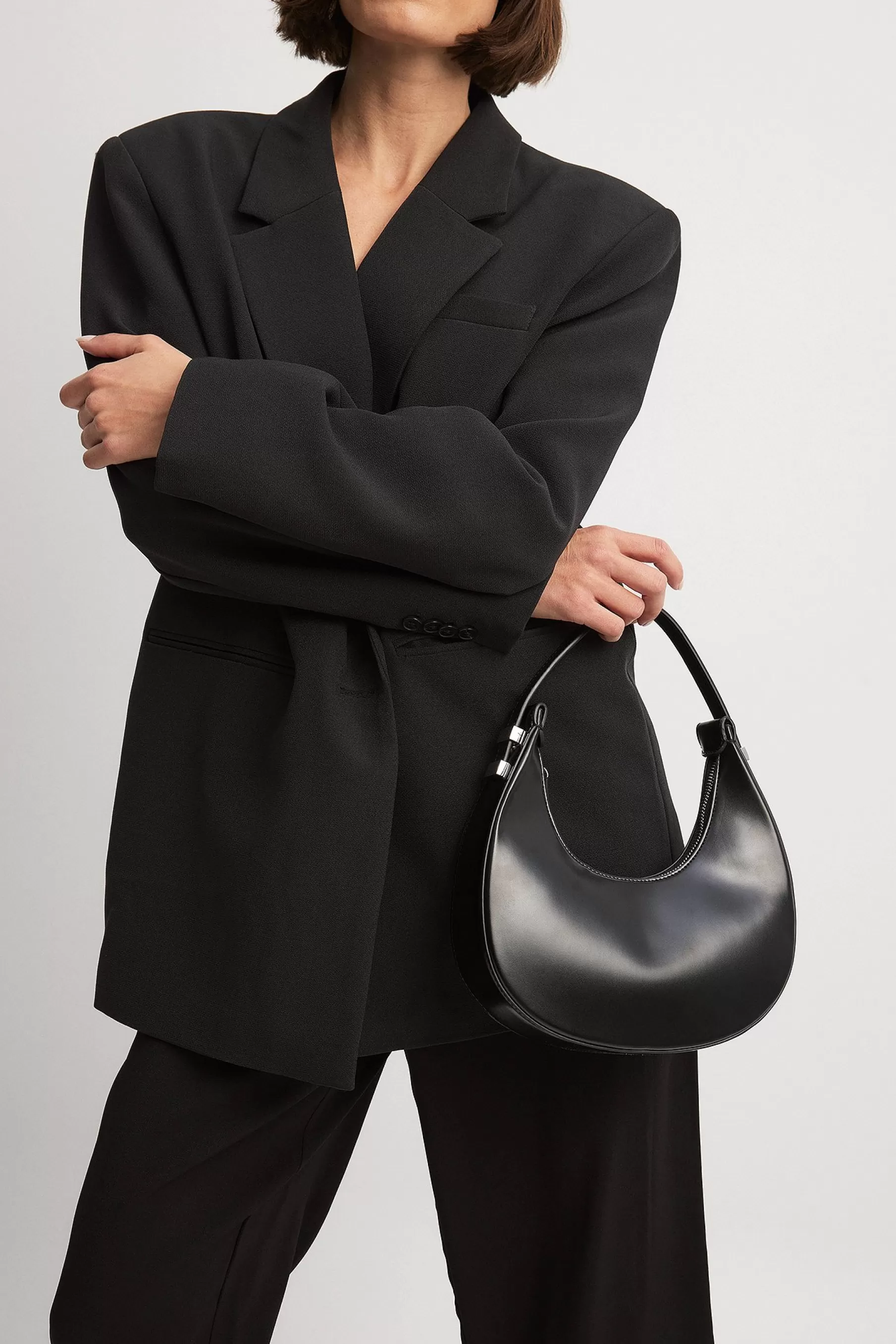 NA-KD Glossy Rounded Bag Black