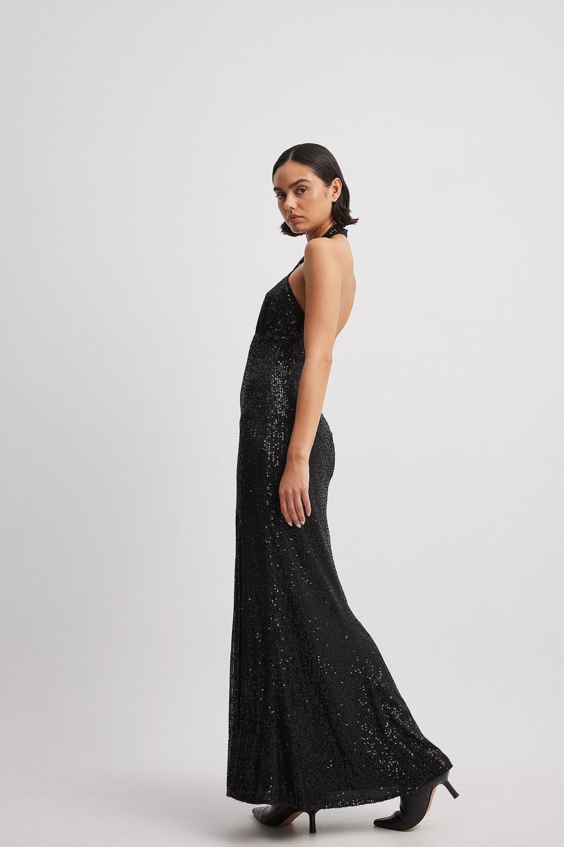 NA-KD Halterneck Keyhole Detail Maxi Dress Black