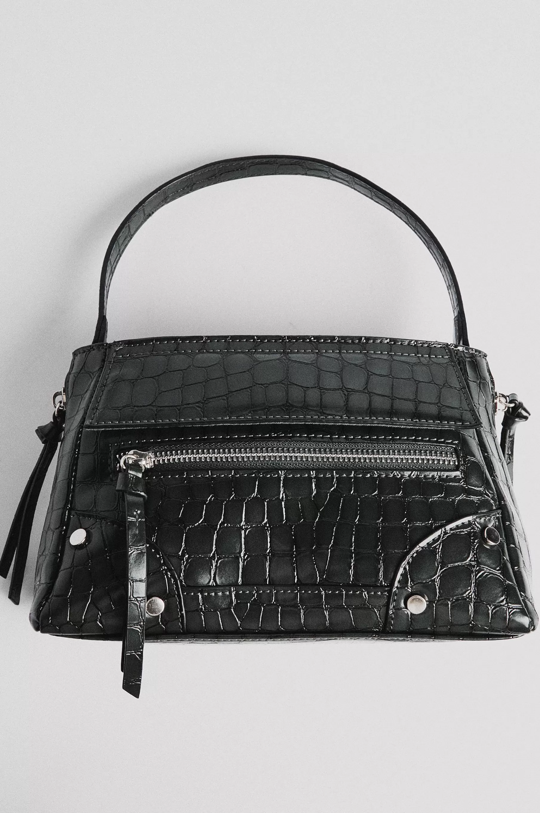 NA-KD Hardware Croc Crossbody Bag Black