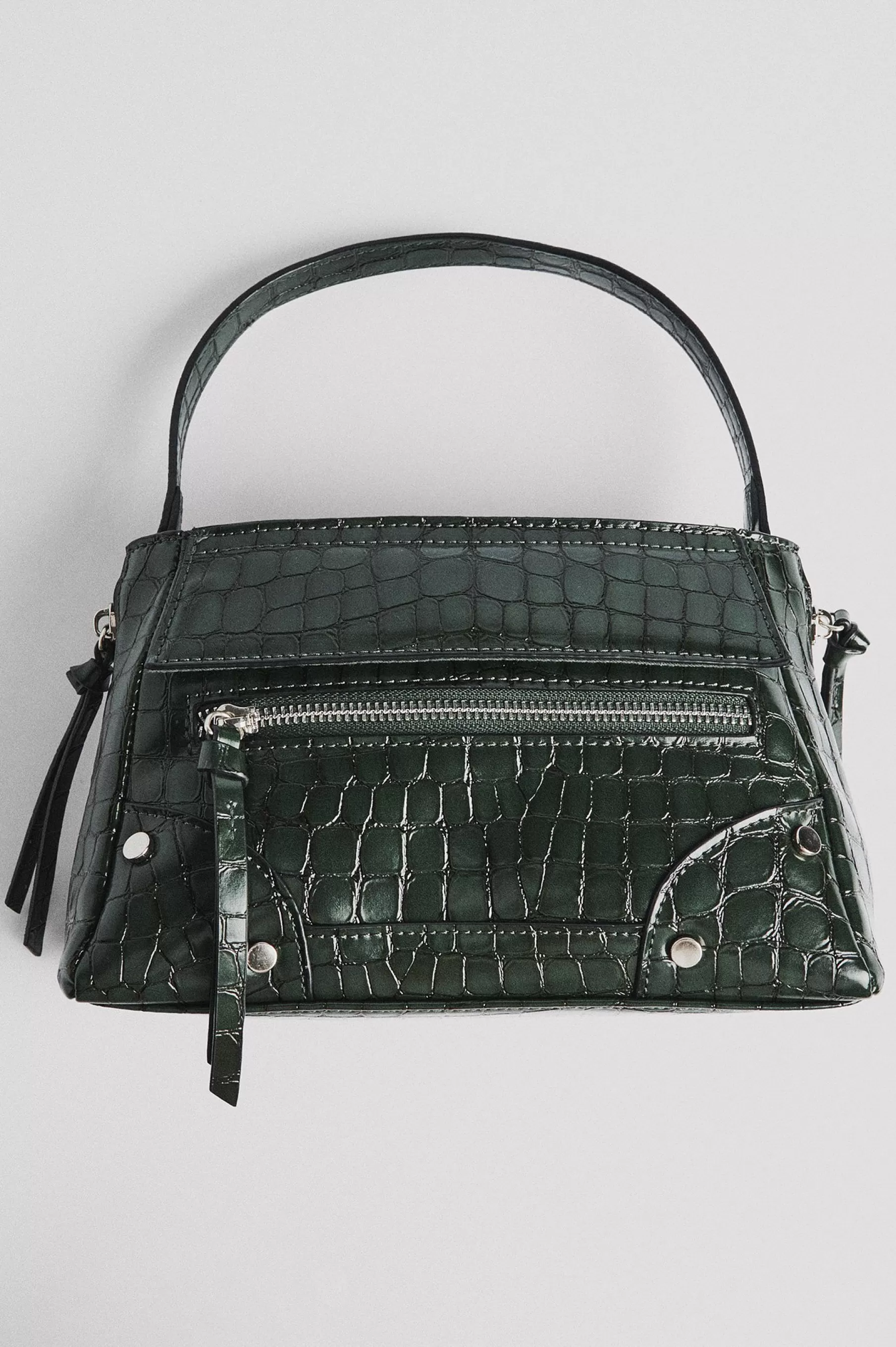 NA-KD Hardware Croc Crossbody Bag Green