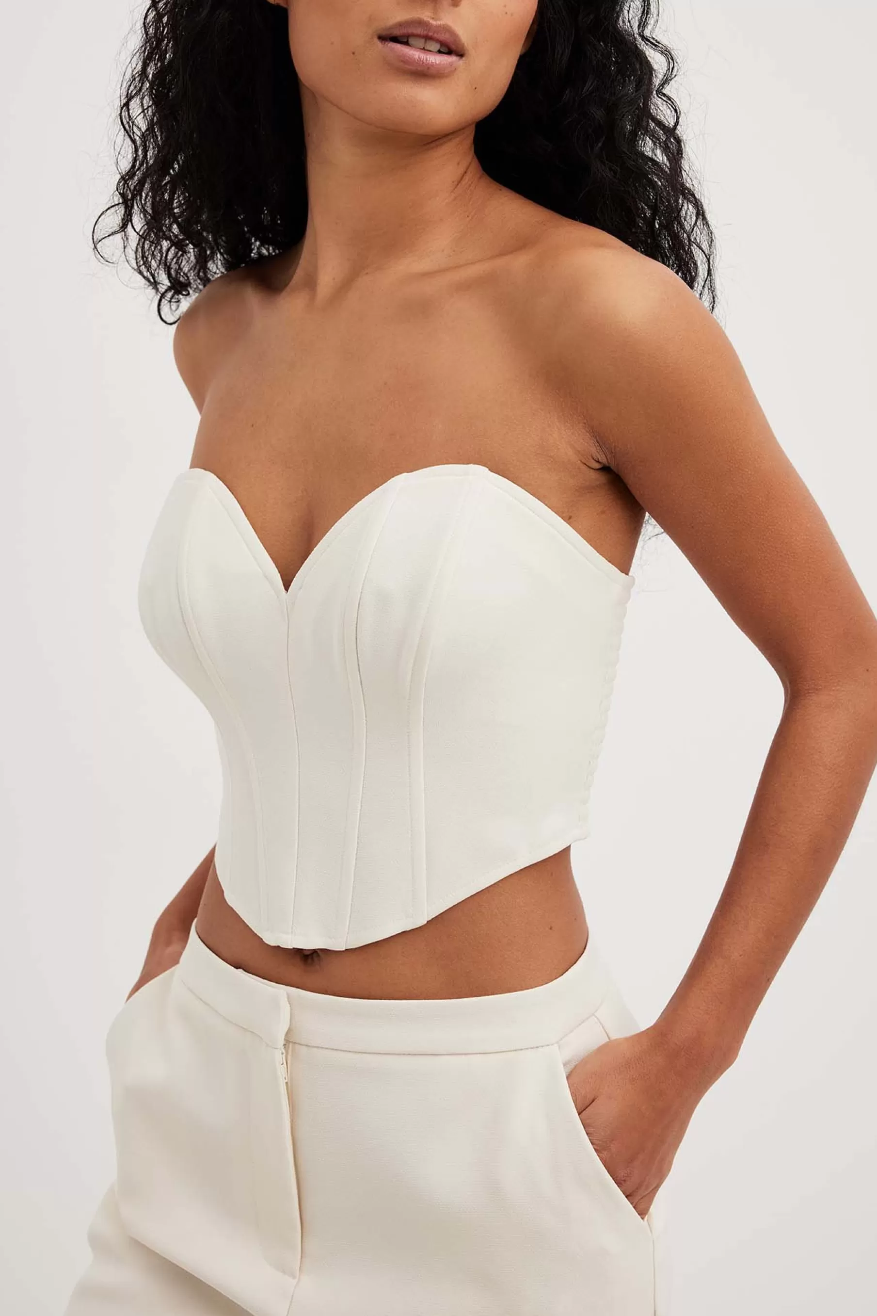 NA-KD Heart Shape Corset Top White