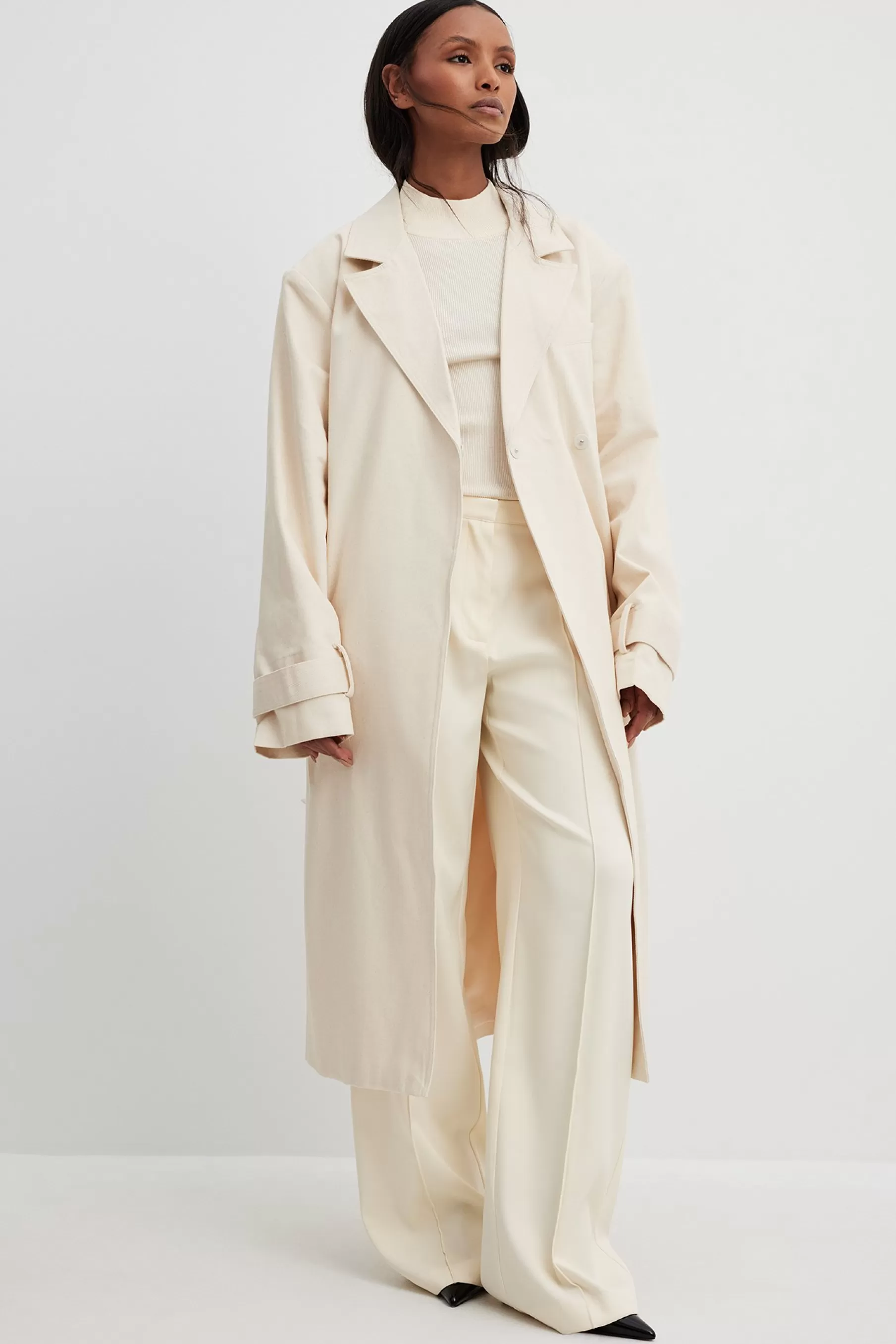 NA-KD Heavy Cotton Trenchcoat Offwhite