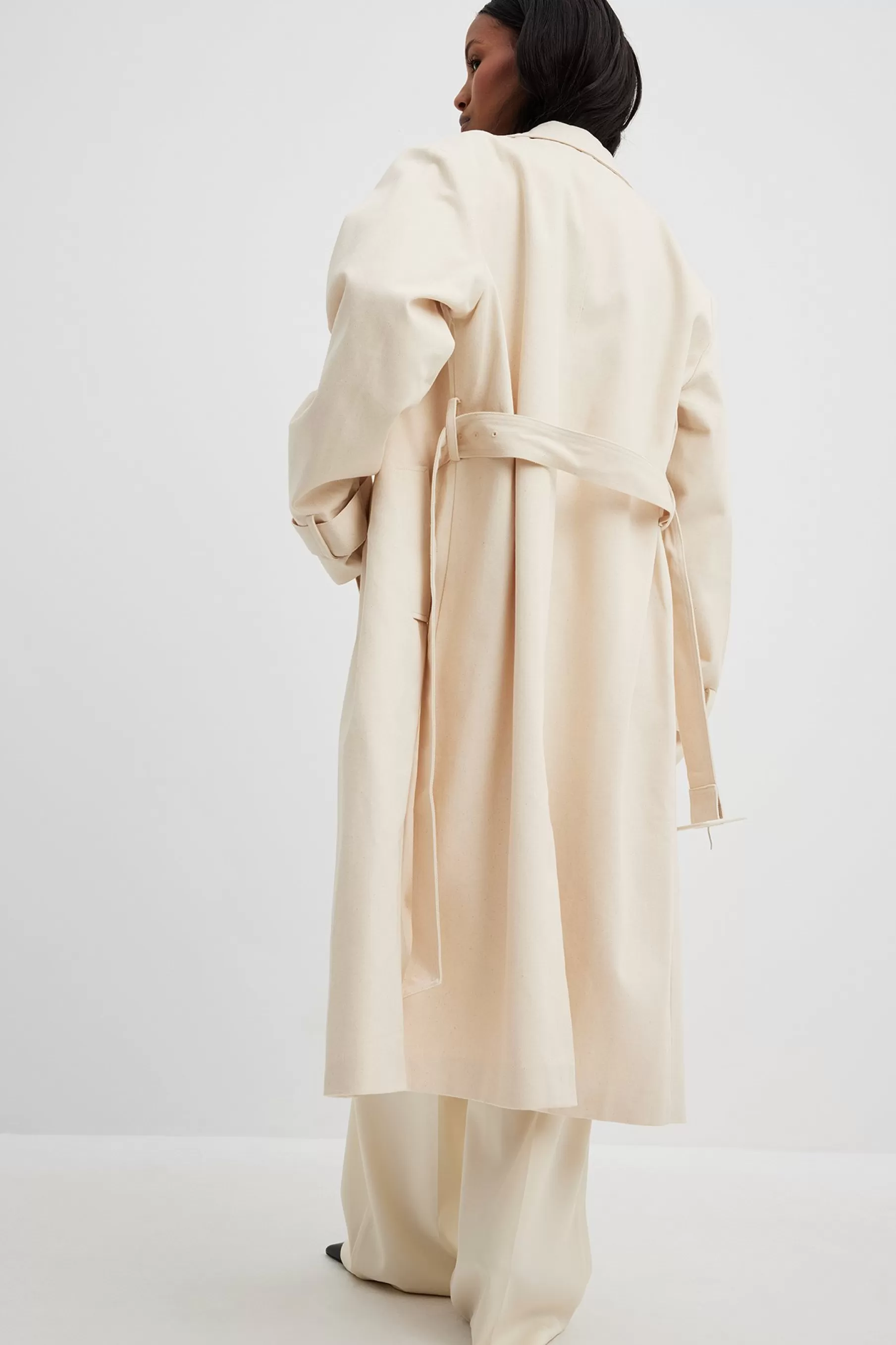 NA-KD Heavy Cotton Trenchcoat Offwhite