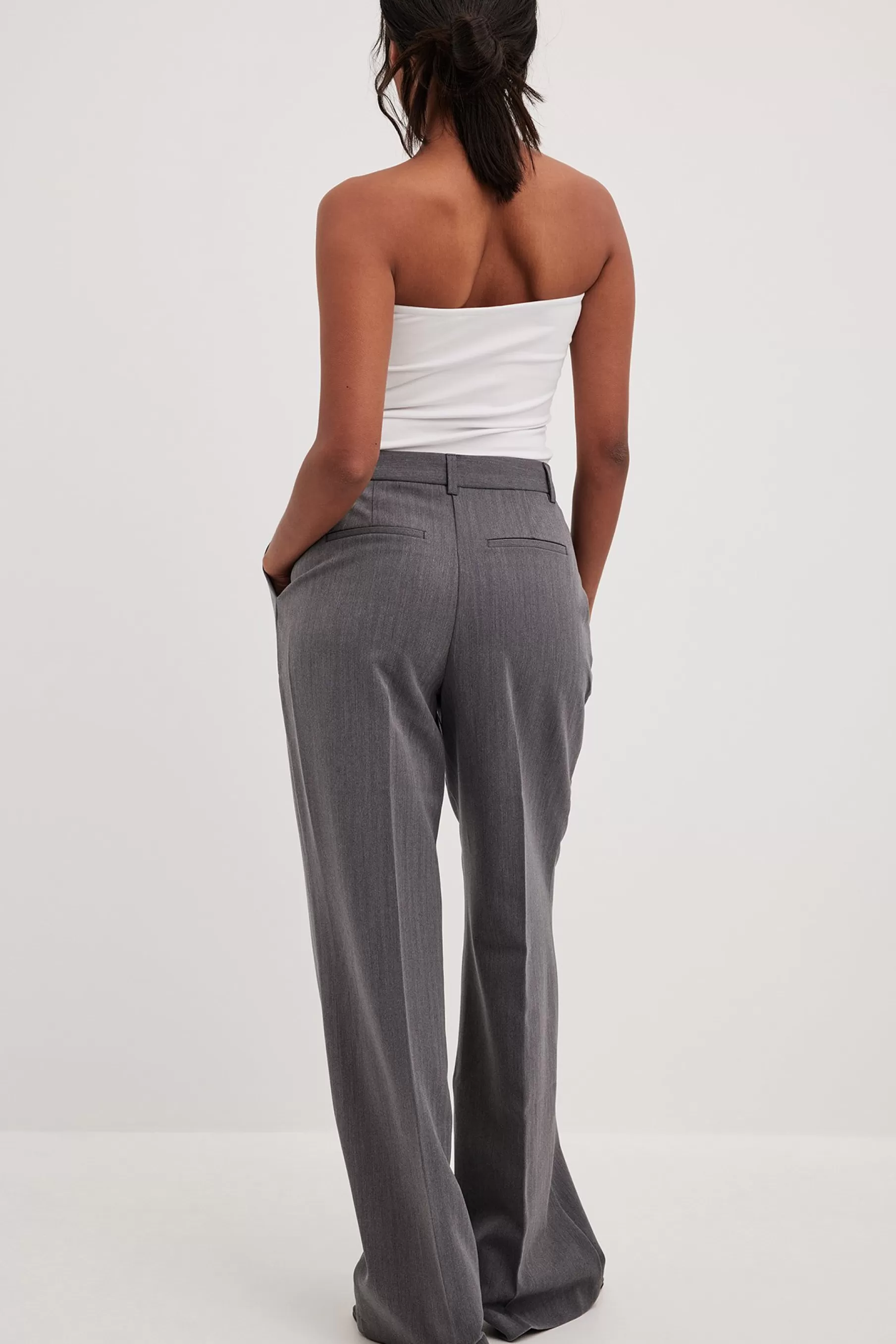 NA-KD Heavy Low Waist Suit Pants Grey