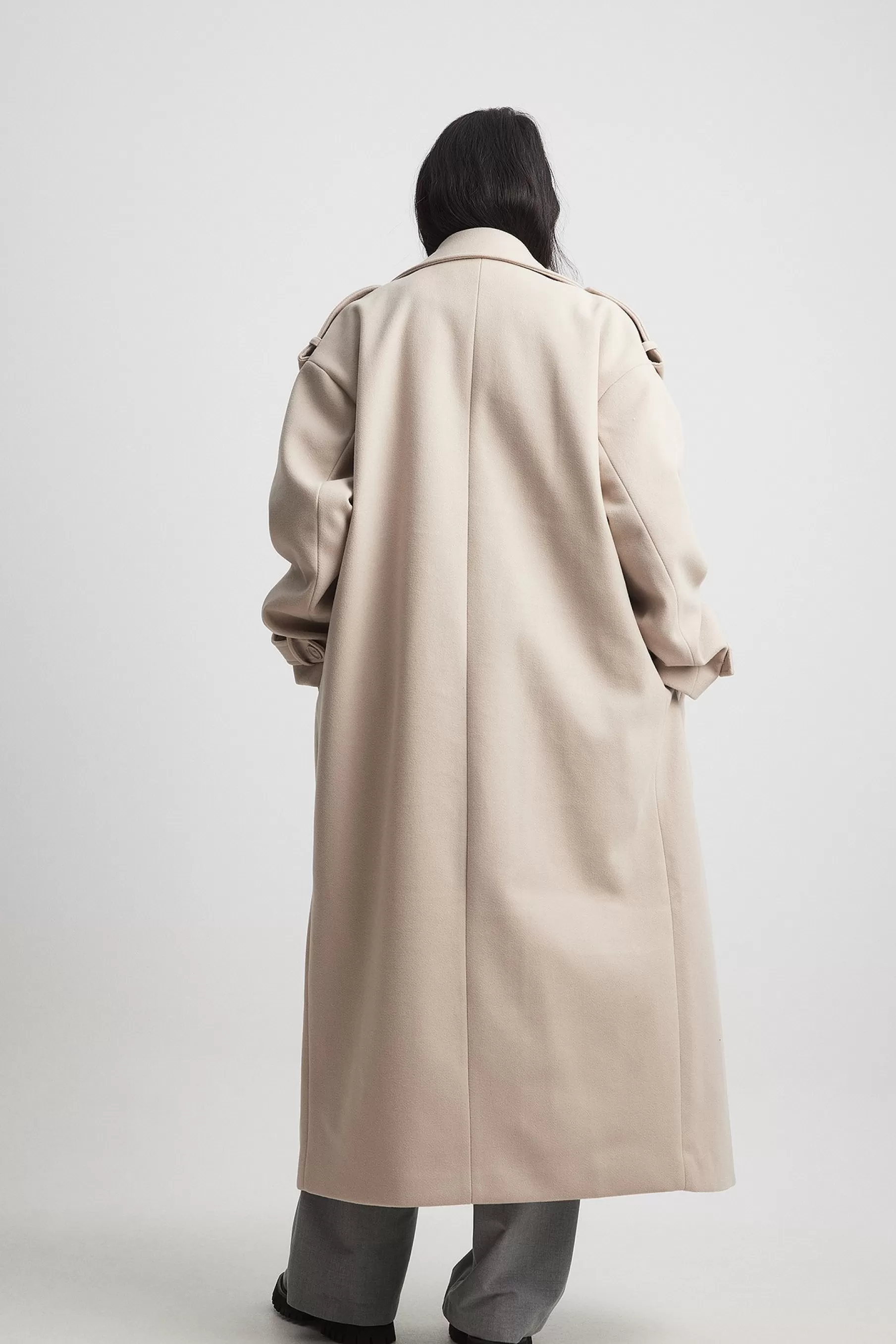 NA-KD Heavy Oversized Trenchcoat Beige