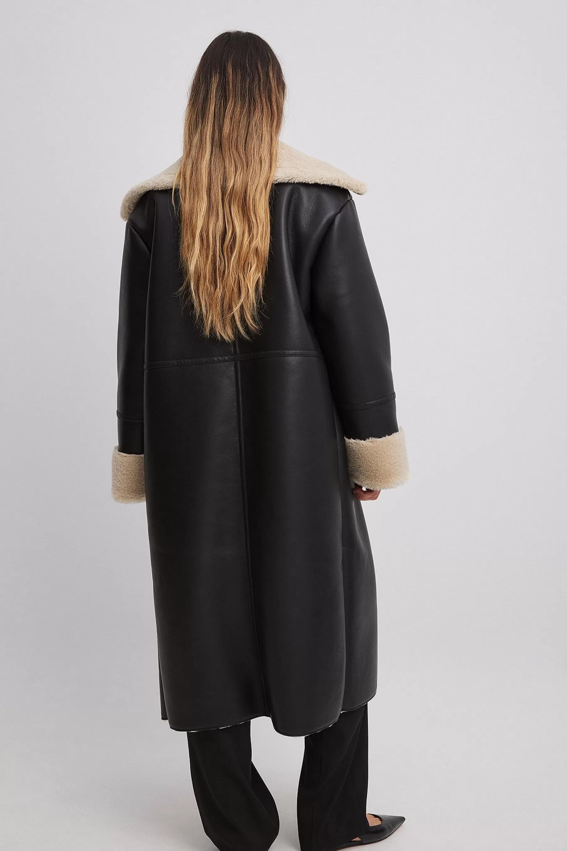 NA-KD High Neck Bonded Coat Black