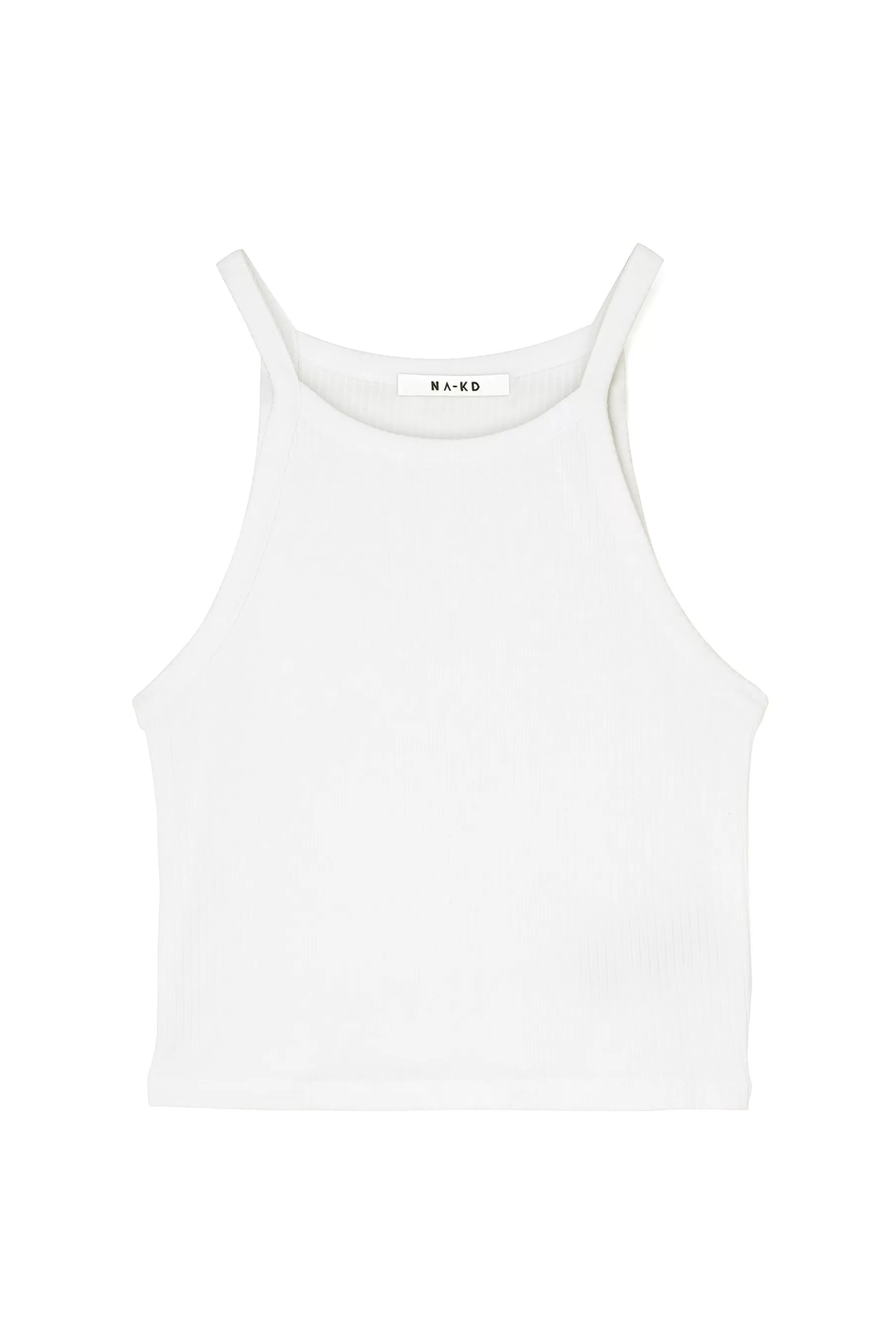 NA-KD High Neck Crop Singlet White