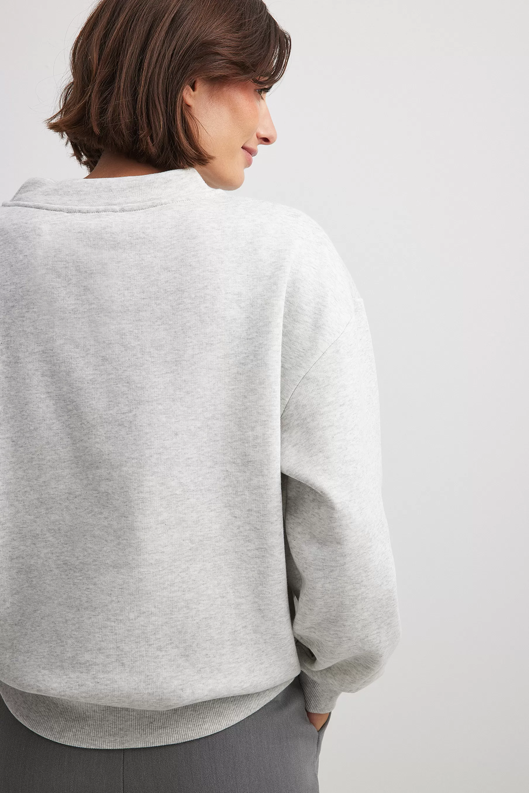 NA-KD High Neck Detail Sweatshirt Grey