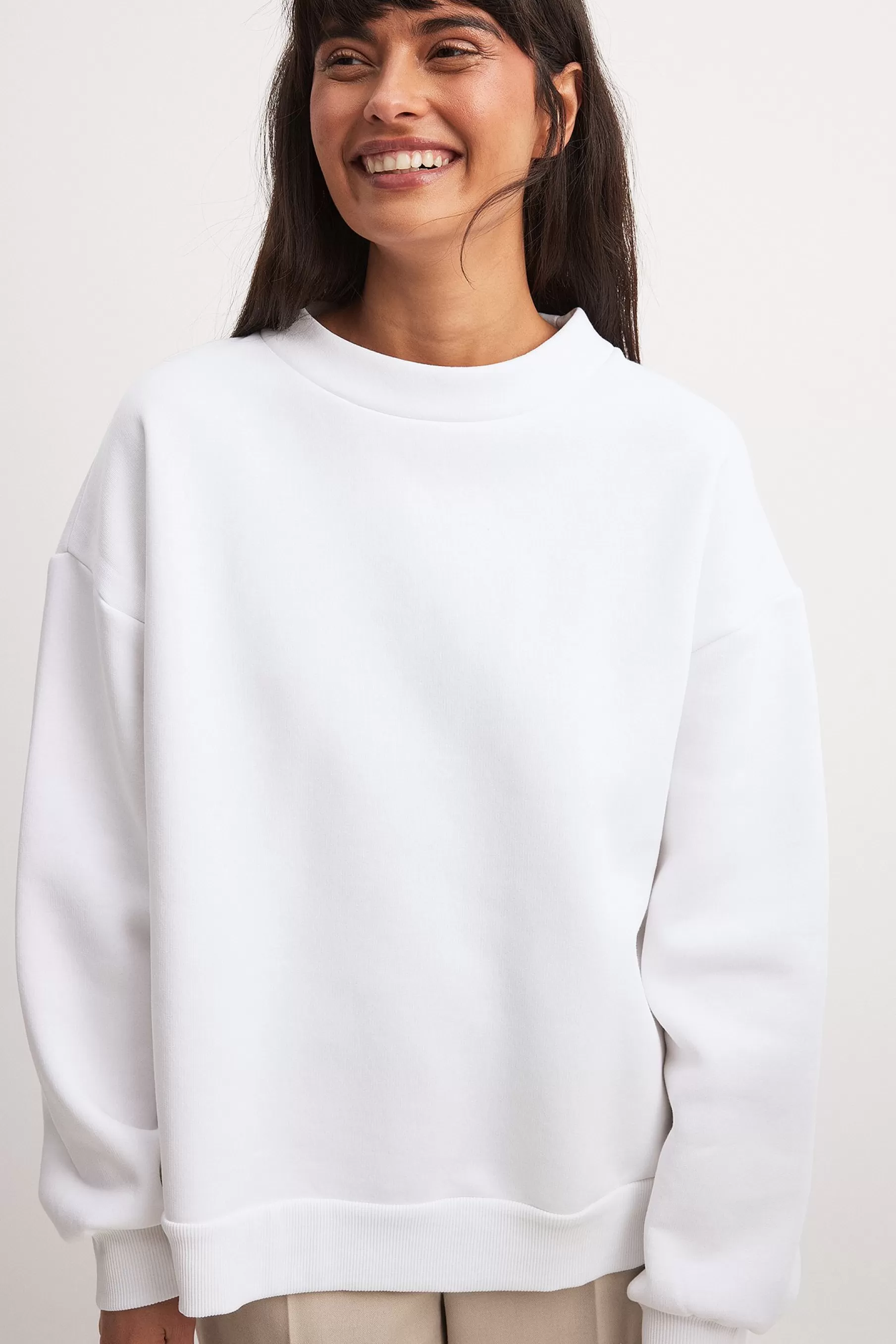 NA-KD High Neck Detail Sweatshirt Offwhite