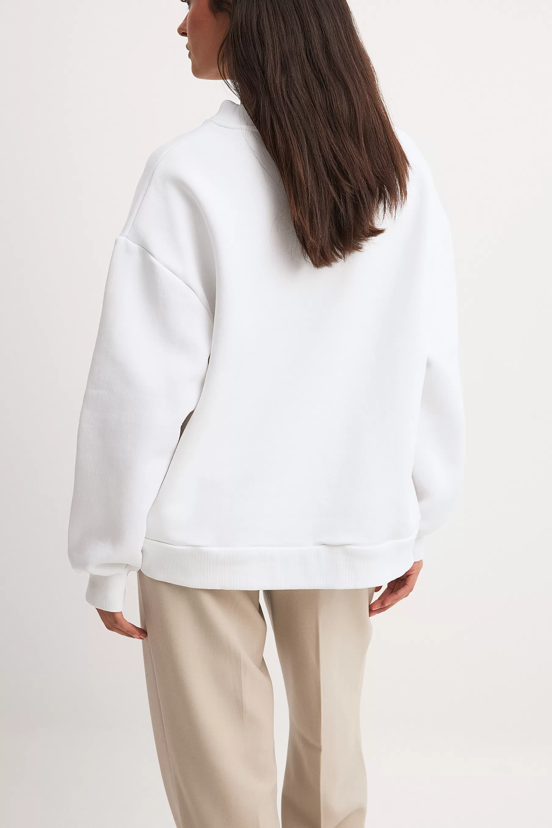 NA-KD High Neck Detail Sweatshirt Offwhite