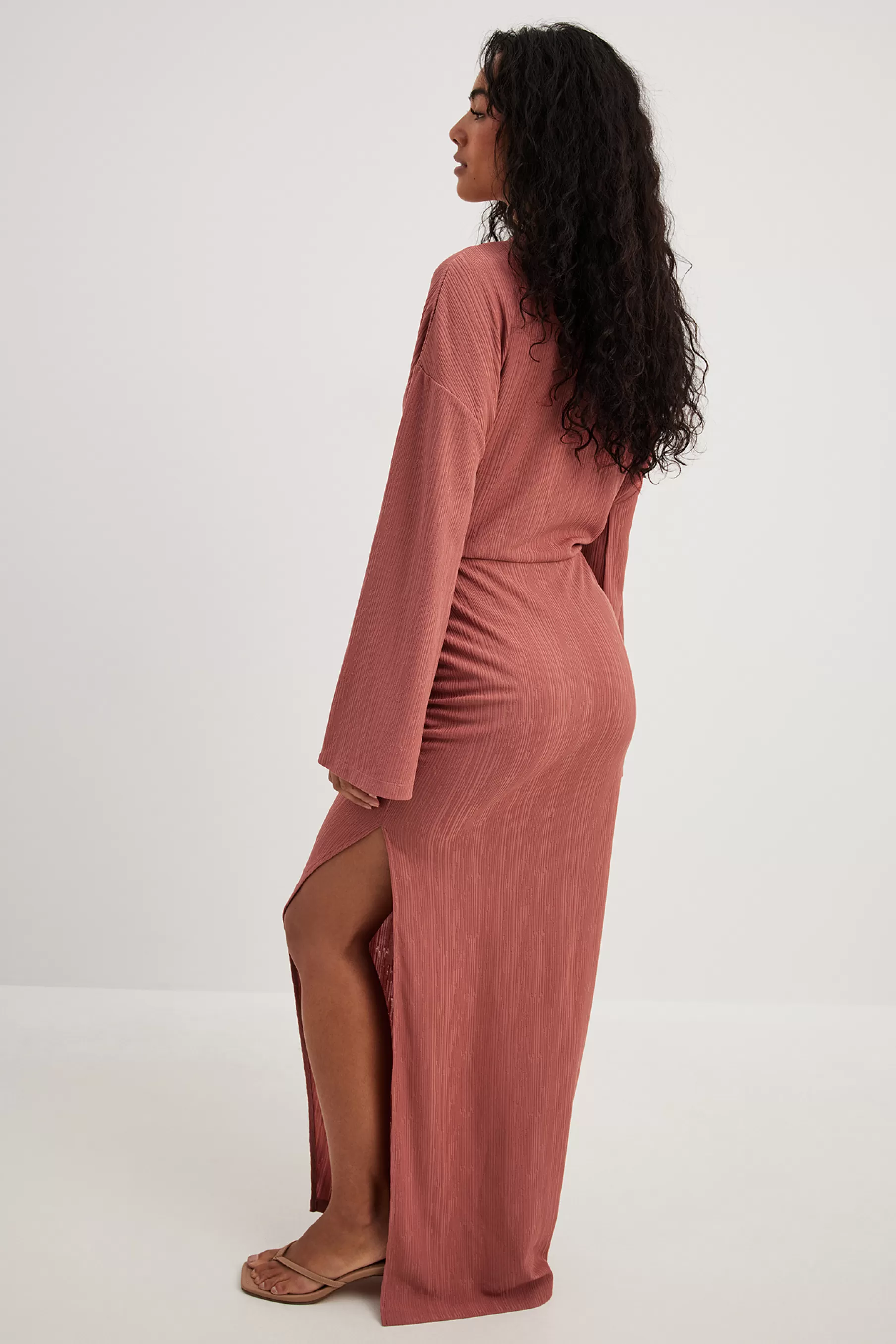 NA-KD High Neck Drapy Maxi Dress Pink