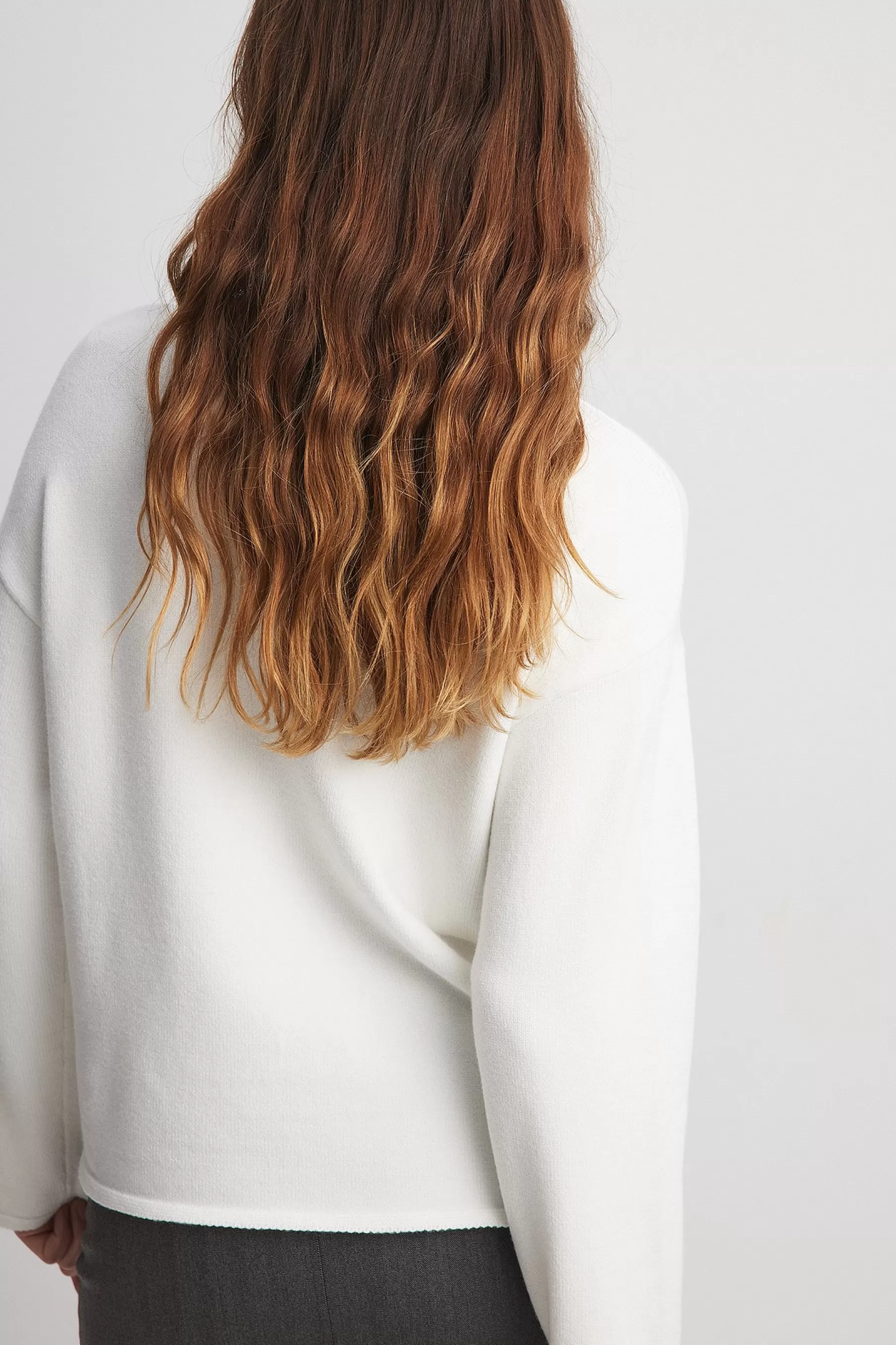 NA-KD High Neck Knitted Contrast Detail Sweater White