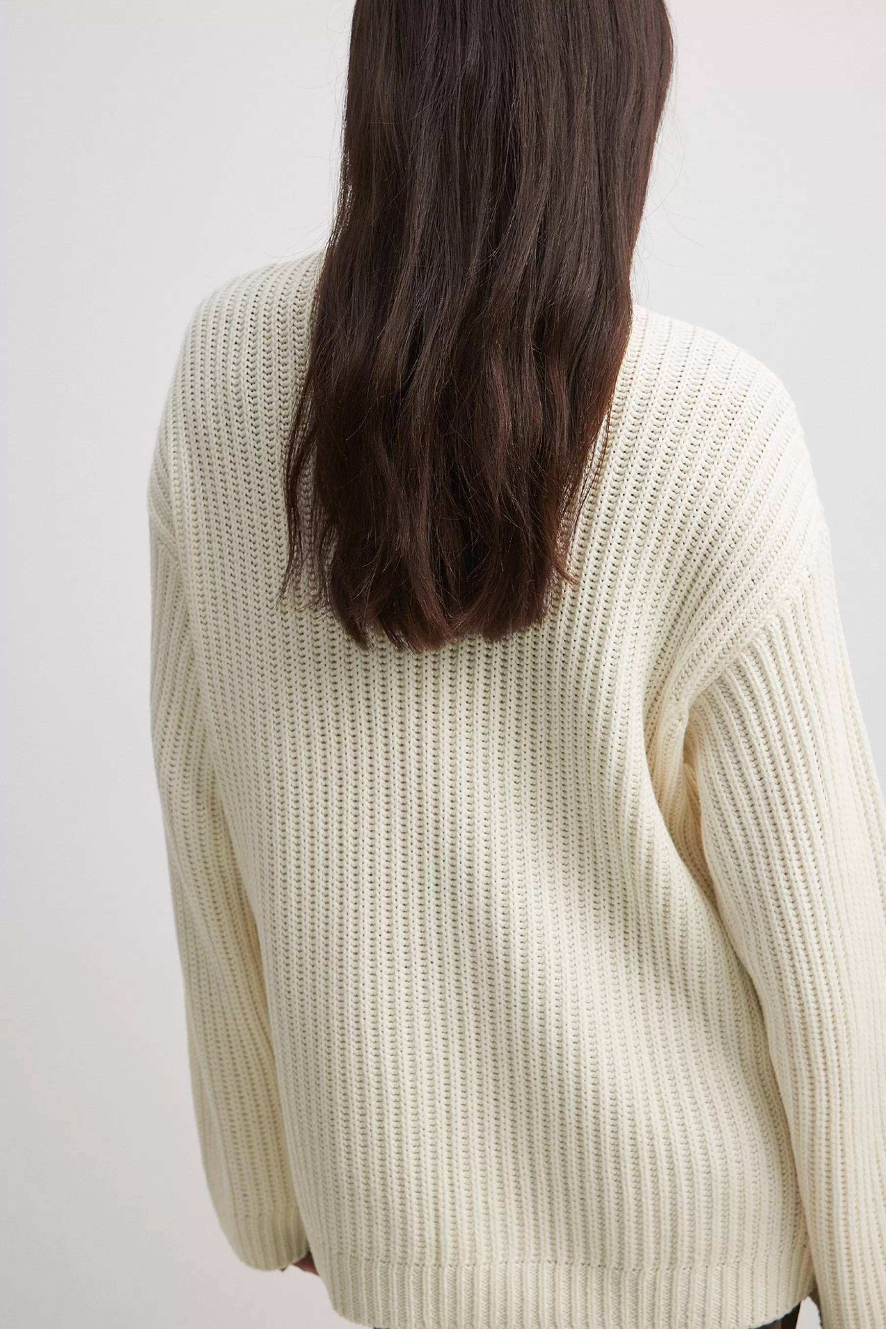 NA-KD High Neck Zipped Knitted Sweater Offwhite