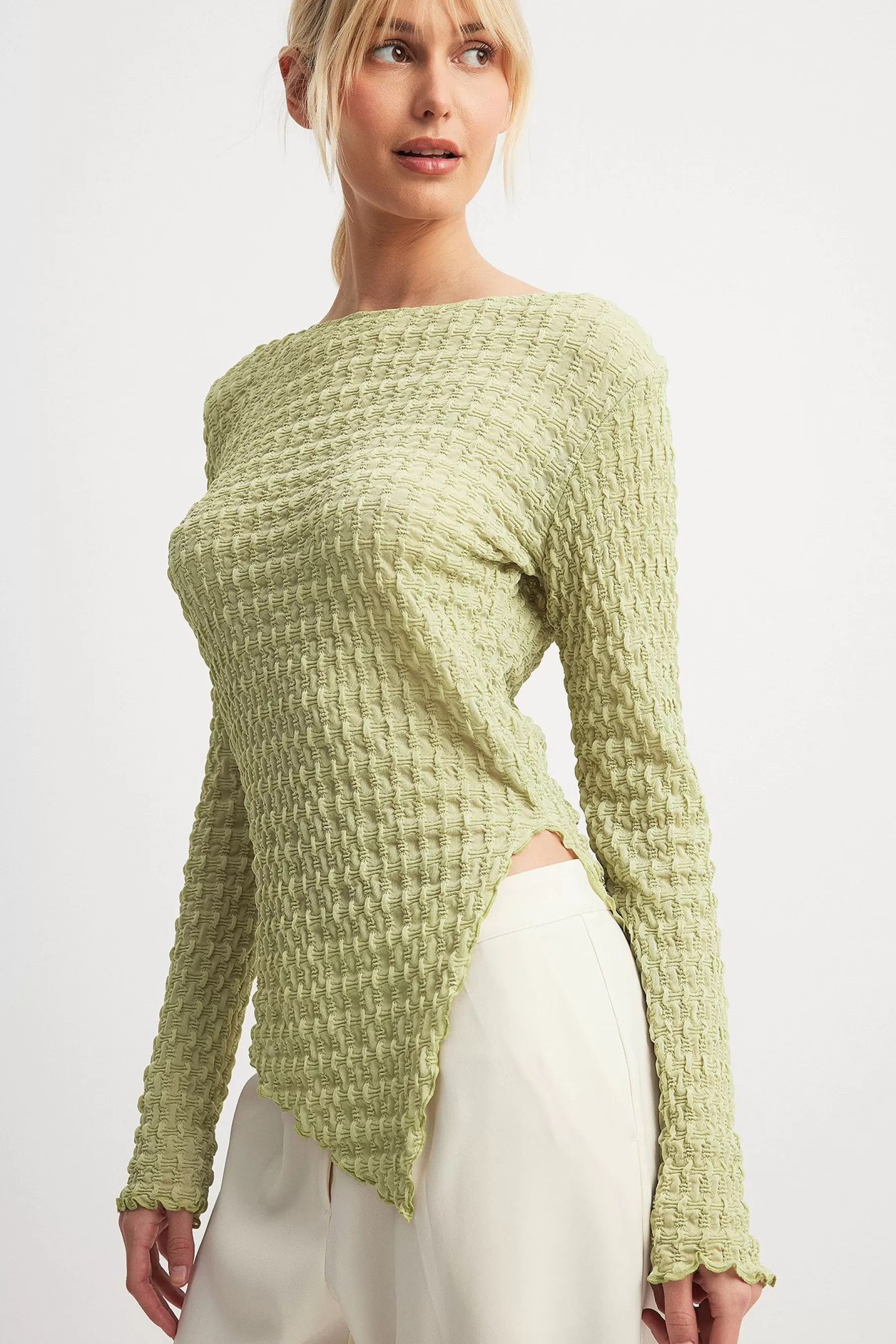 NA-KD High Slit Structured Top Green