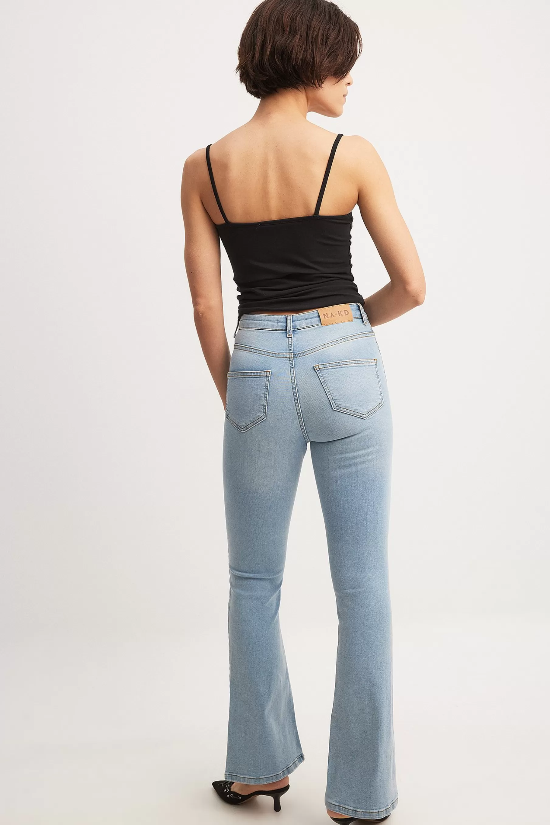 NA-KD High Waist Flared Jeans Blue