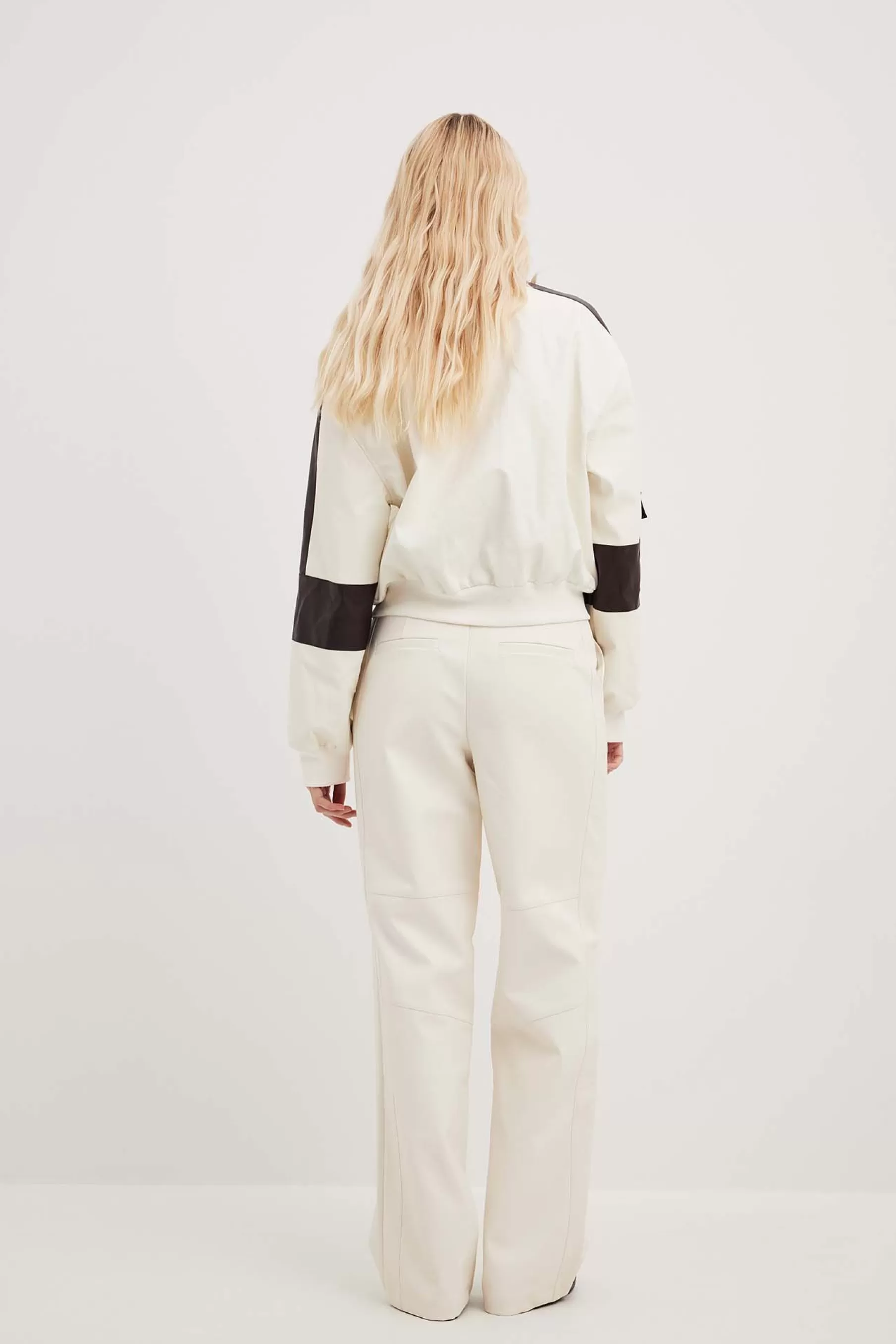 NA-KD High Waisted PU Trousers Offwhite