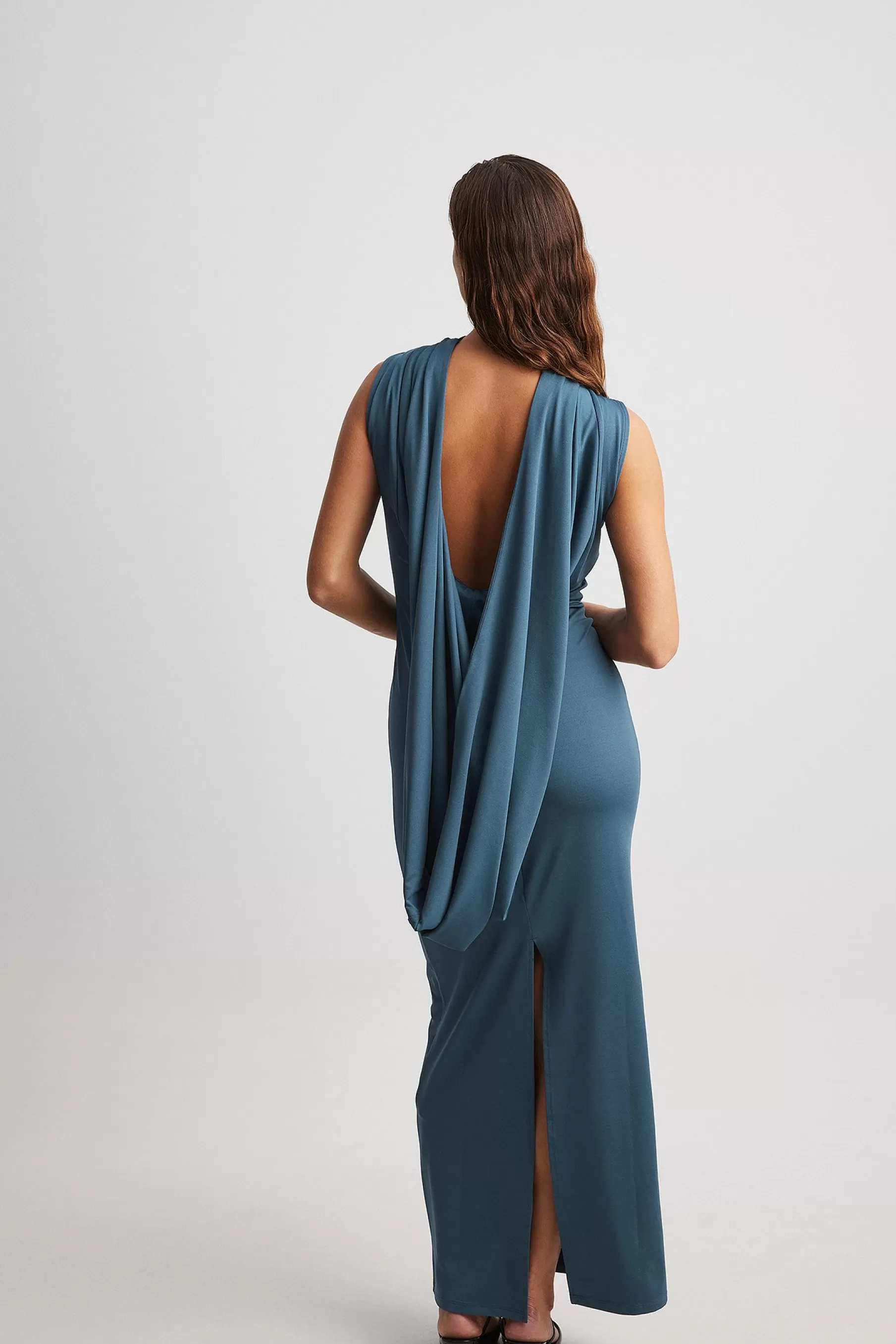 NA-KD Hooded Maxi Dress Blue