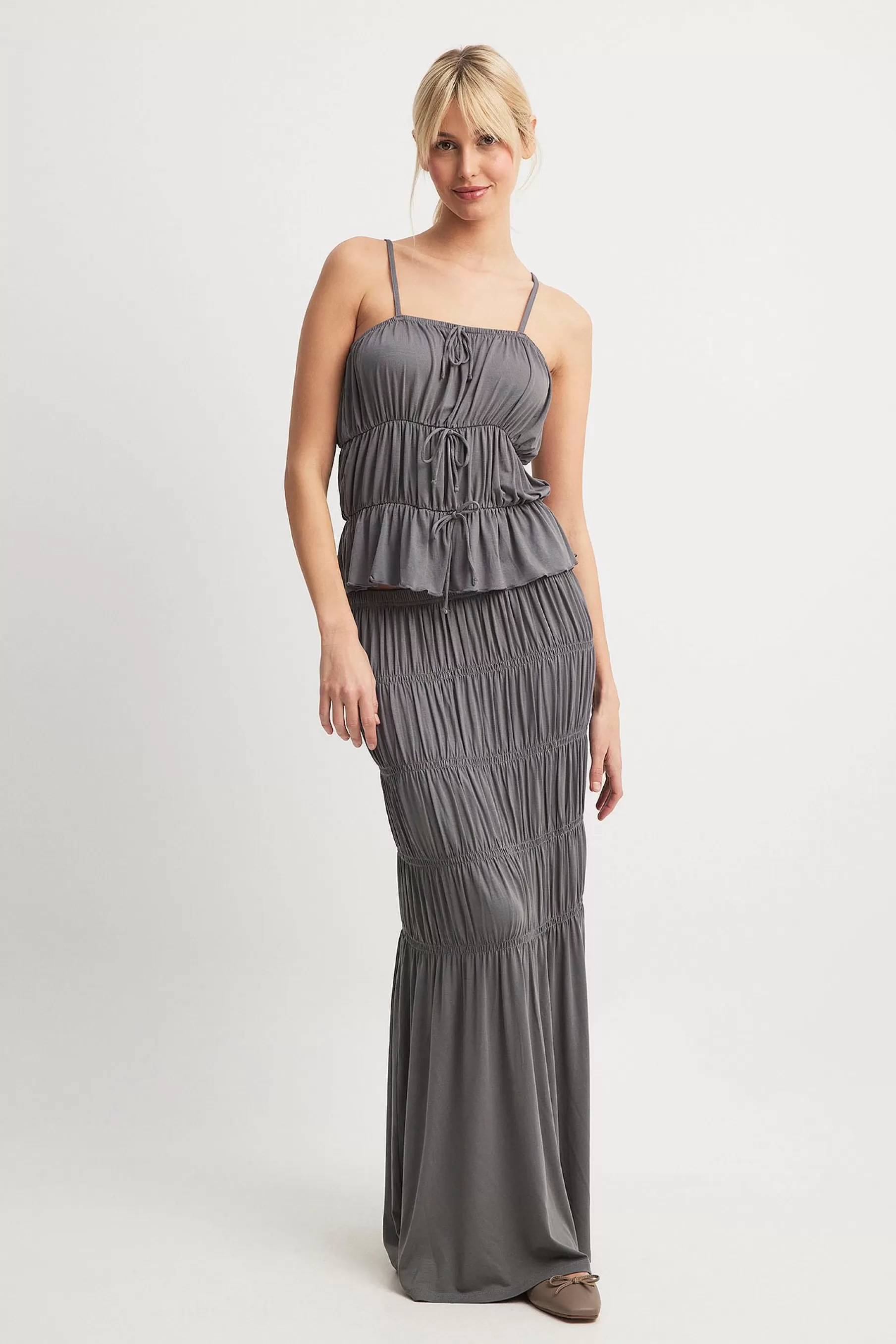 NA-KD Jersey Maxi Skirt Grey