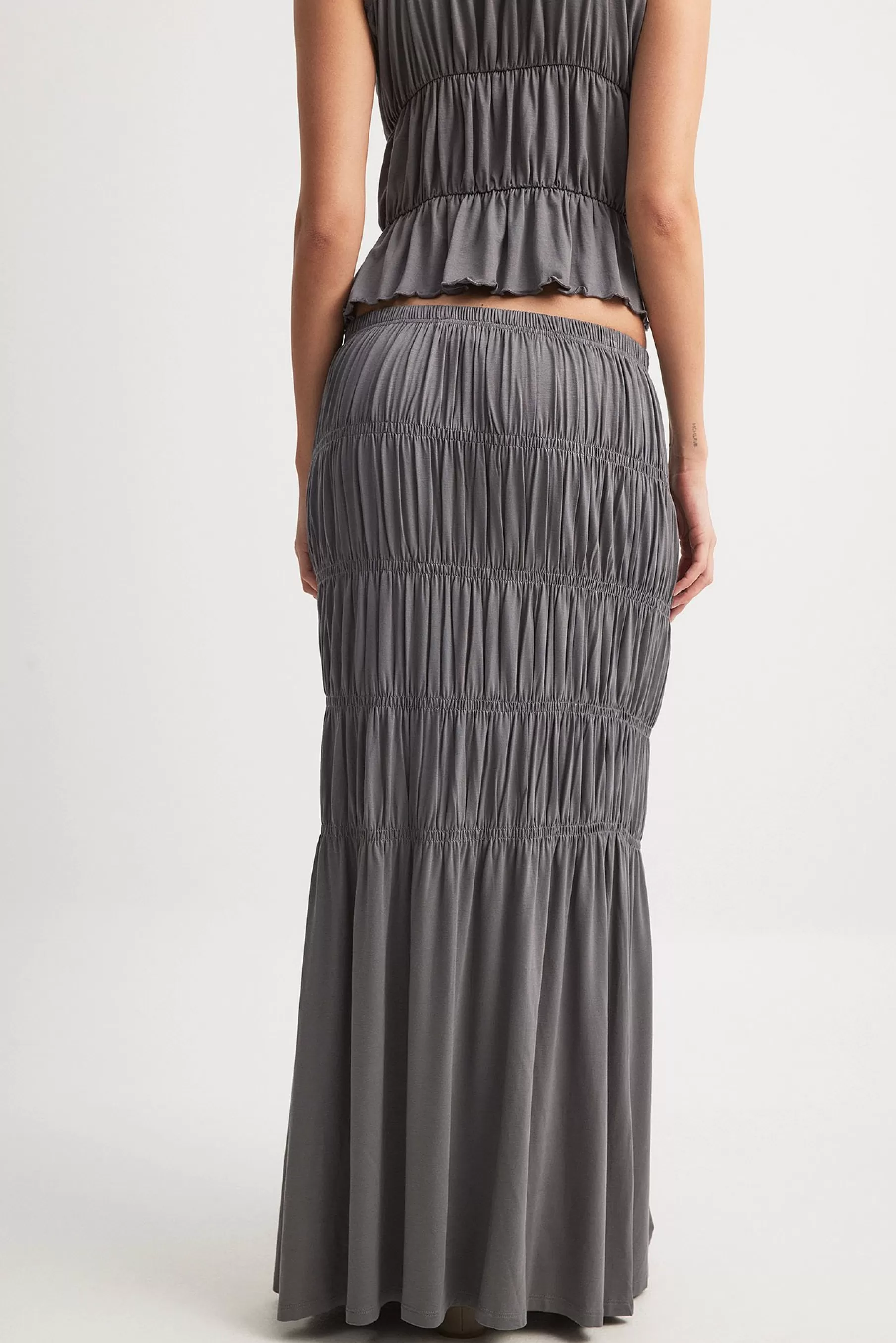 NA-KD Jersey Maxi Skirt Grey