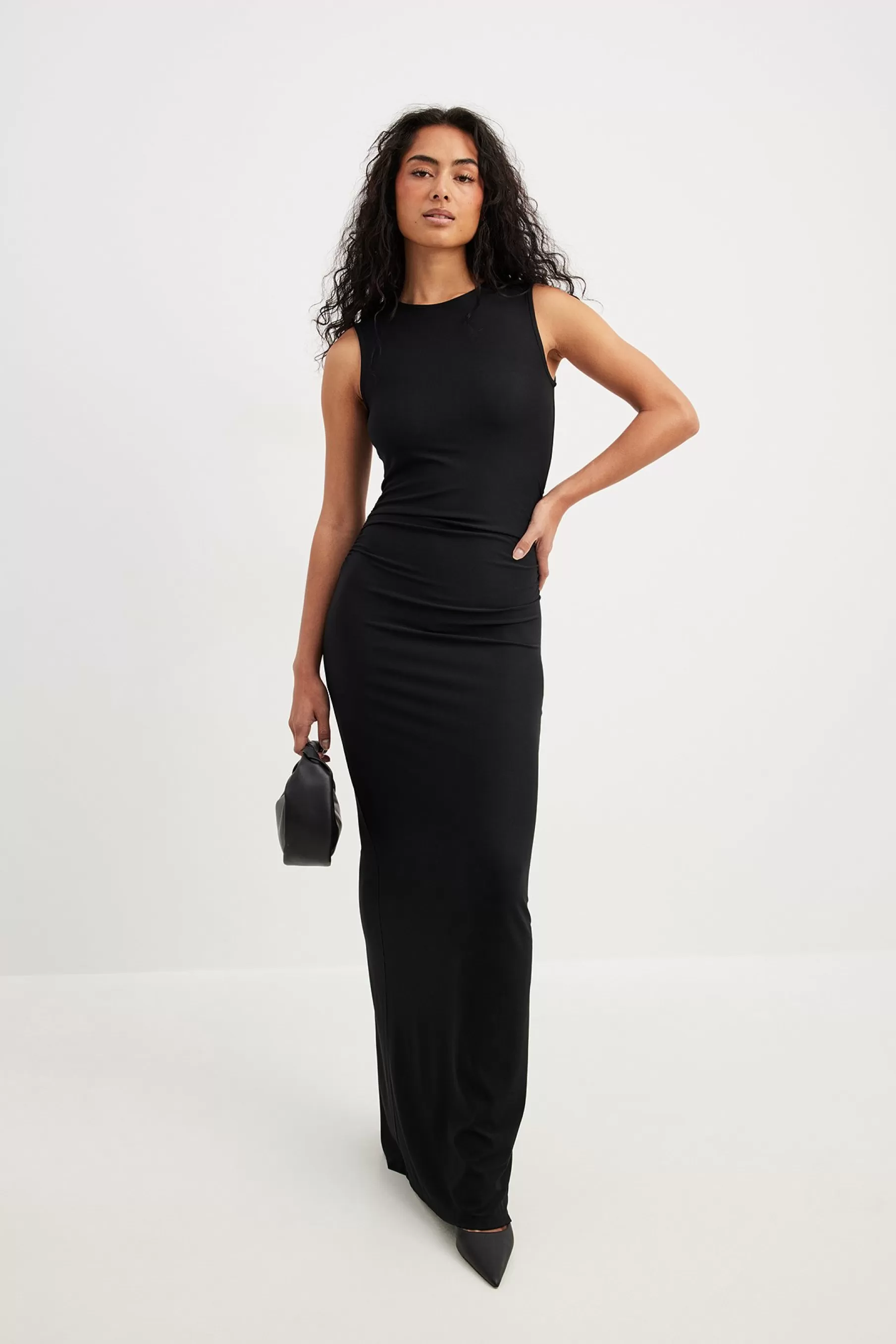 NA-KD Jersey Sleeveless Maxi Dress Black