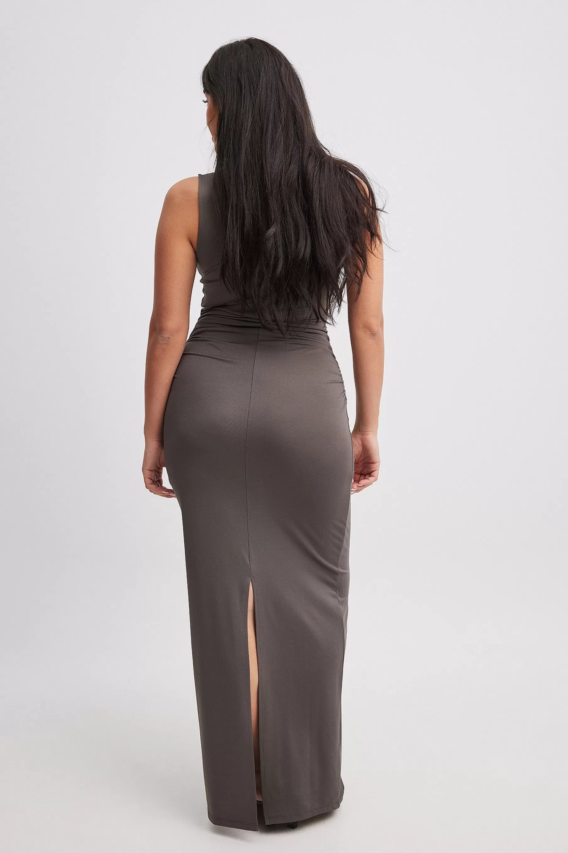 NA-KD Jersey Sleeveless Maxi Dress Grey