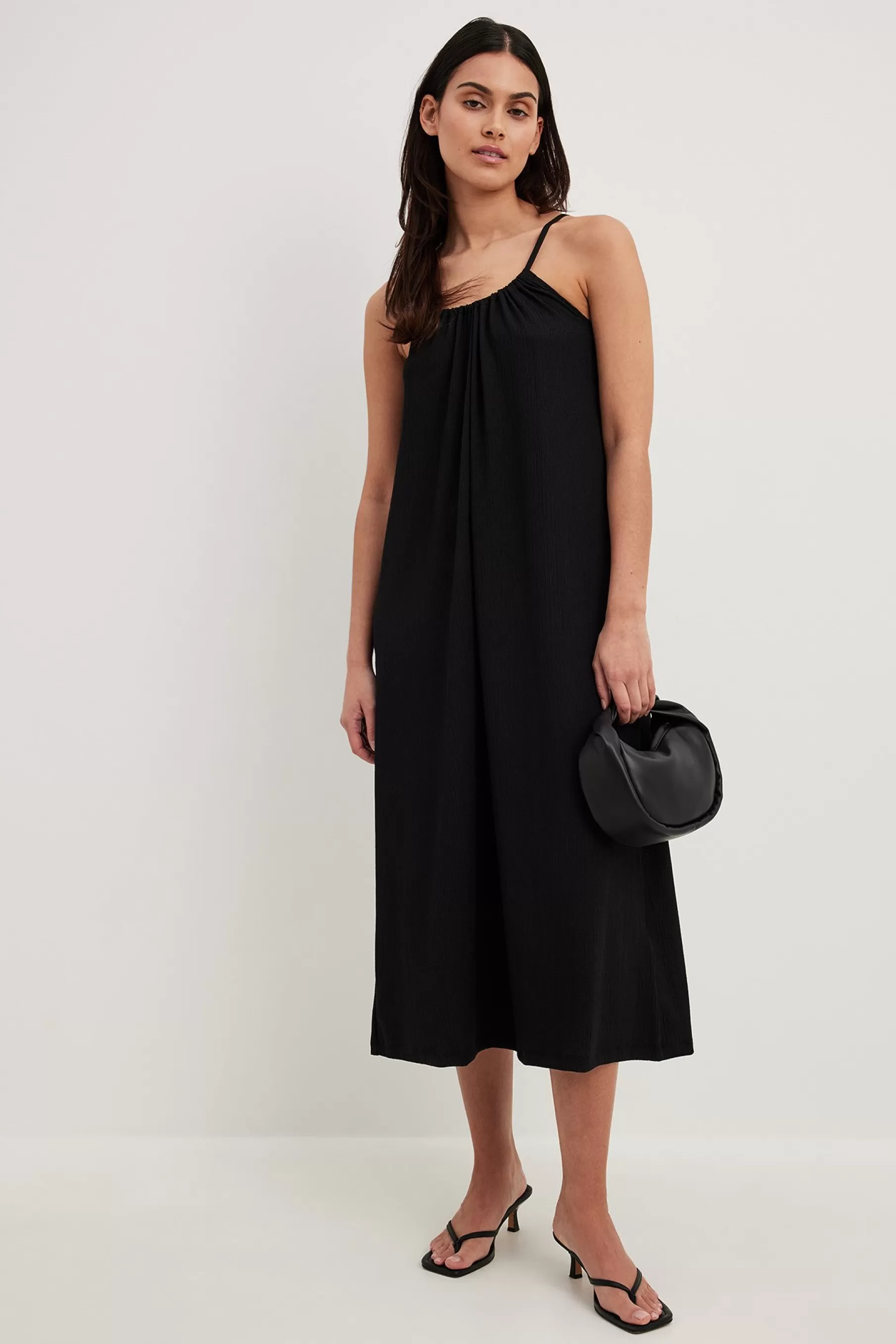 NA-KD Jersey Slip Midi Dress Black