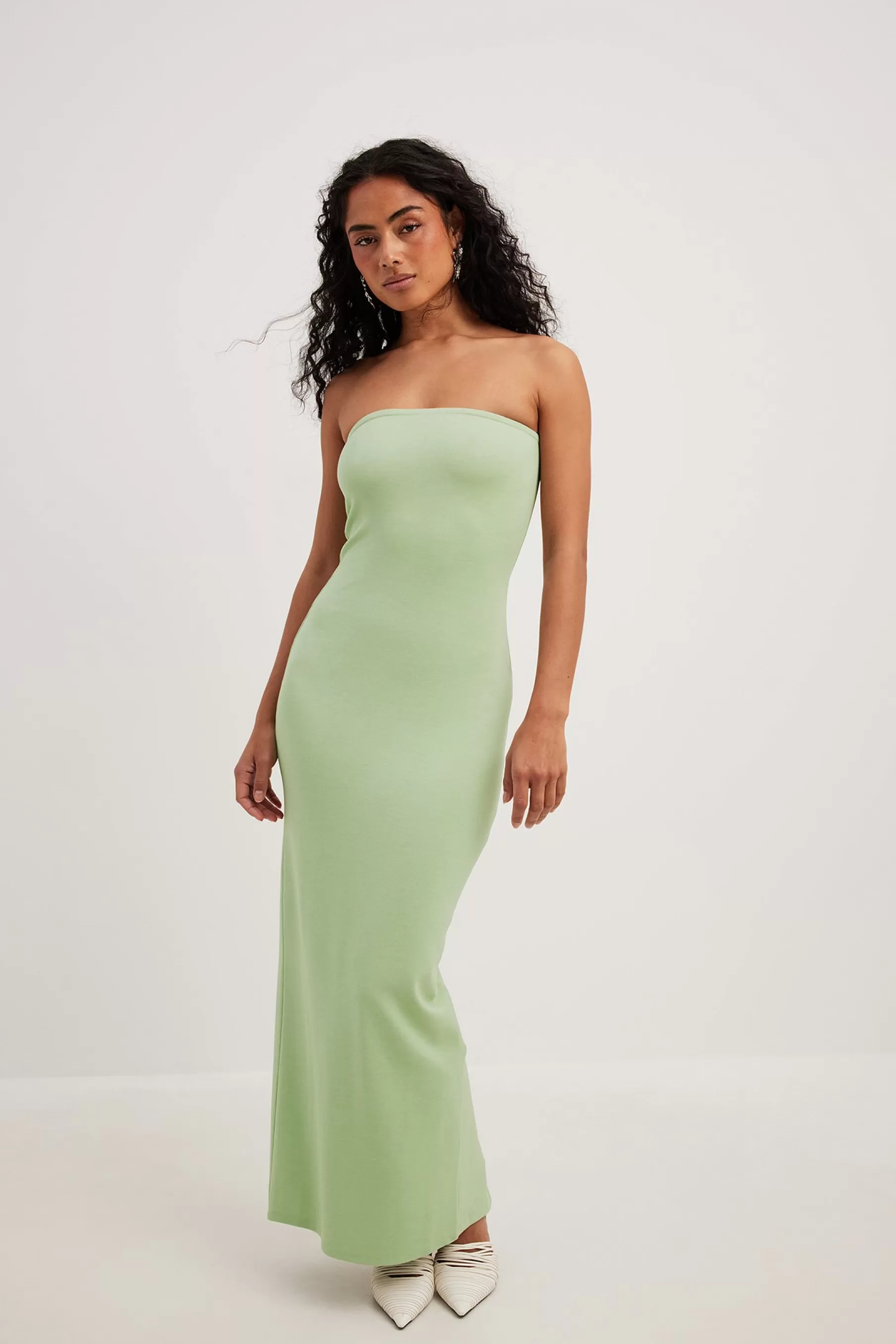 NA-KD Jersey Tube Maxi Dress Green