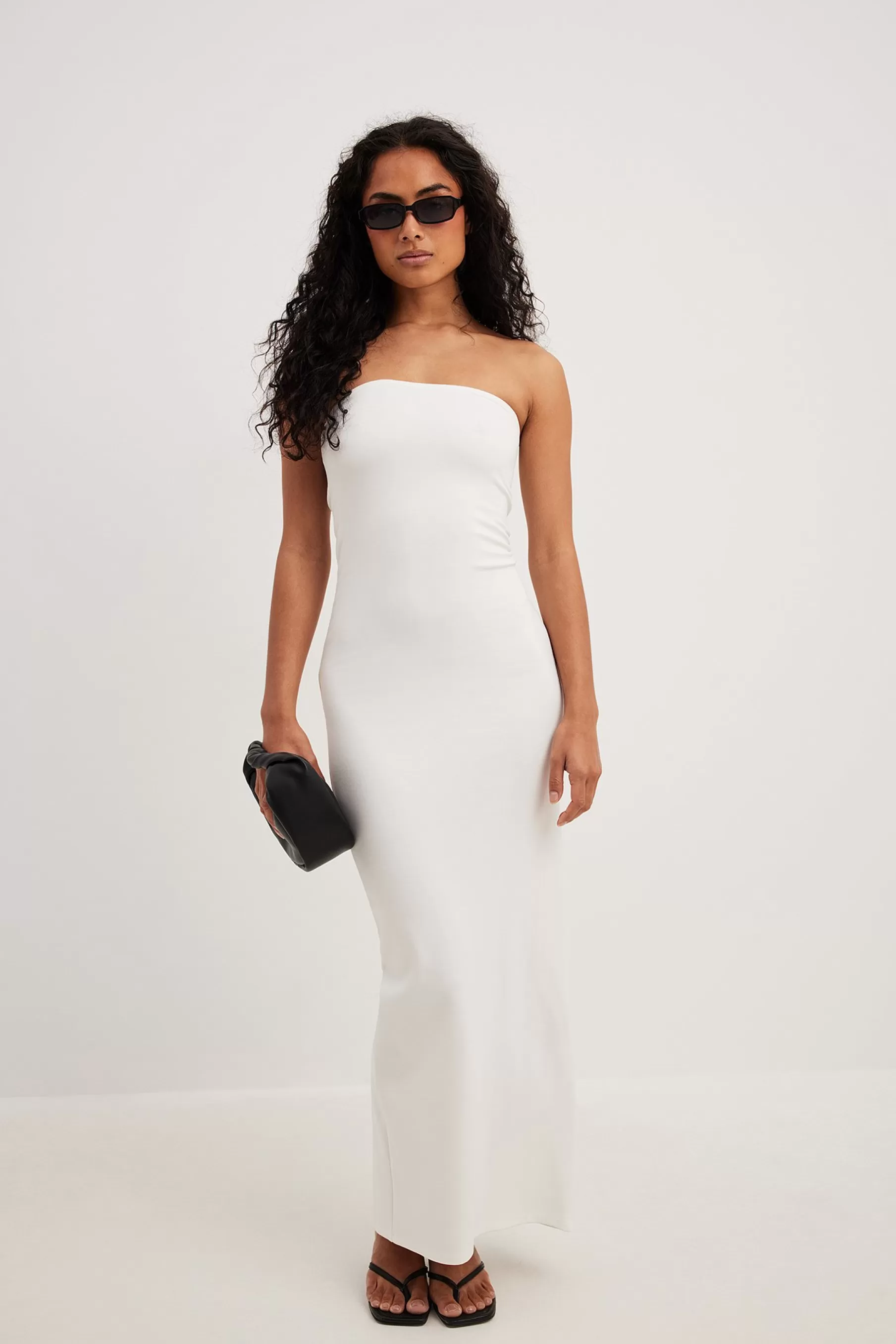 NA-KD Jersey Tube Maxi Dress Offwhite