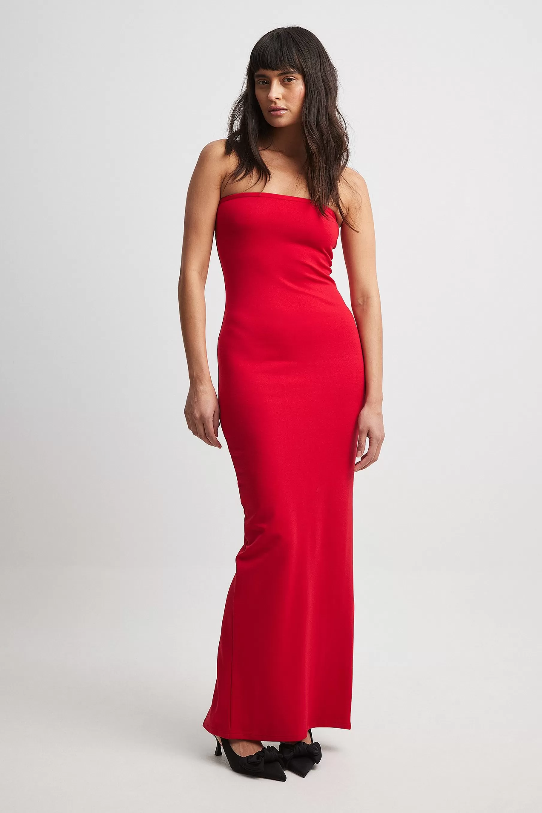 NA-KD Jersey Tube Maxi Dress Red