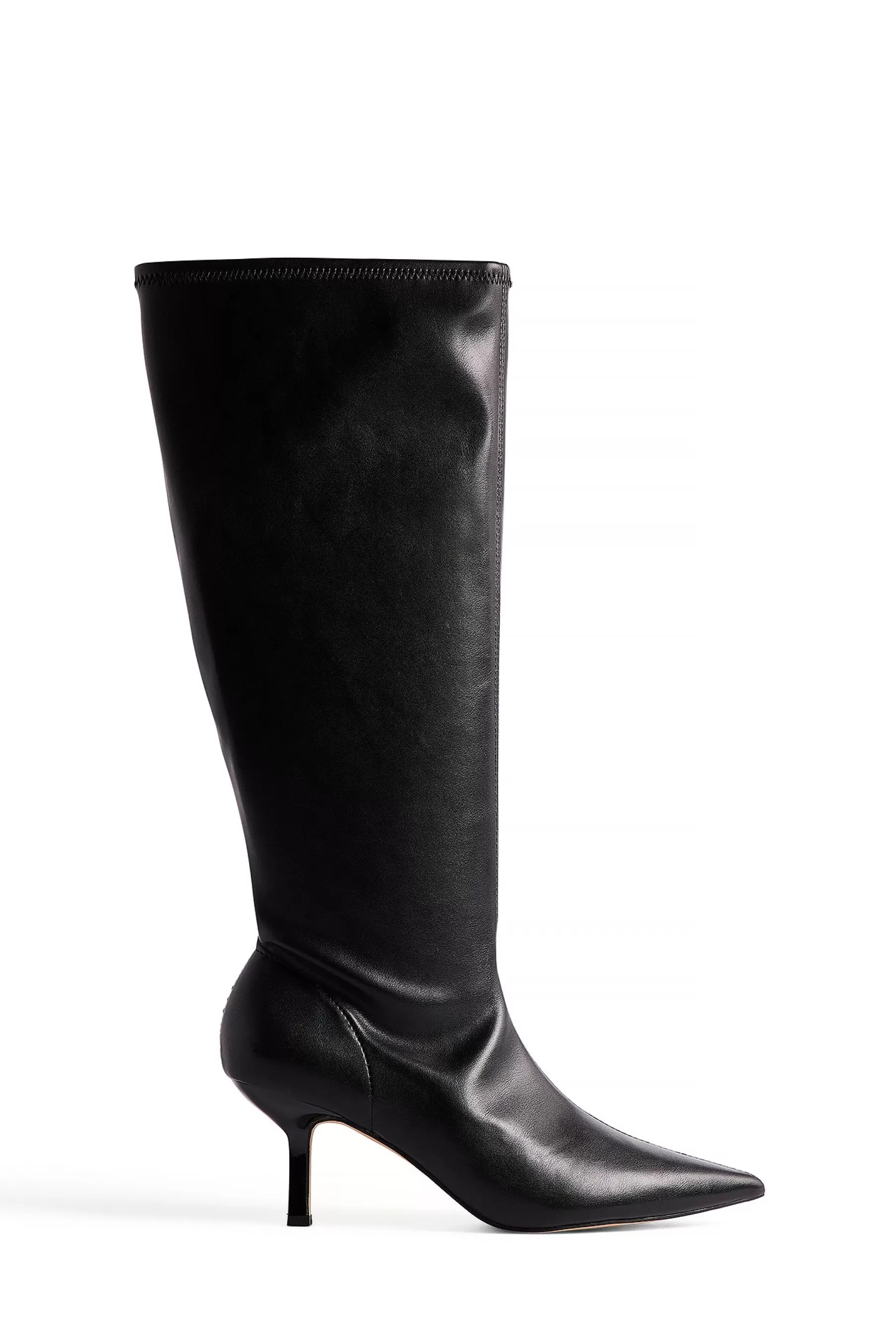 NA-KD Knee High Low Heel Boots Black