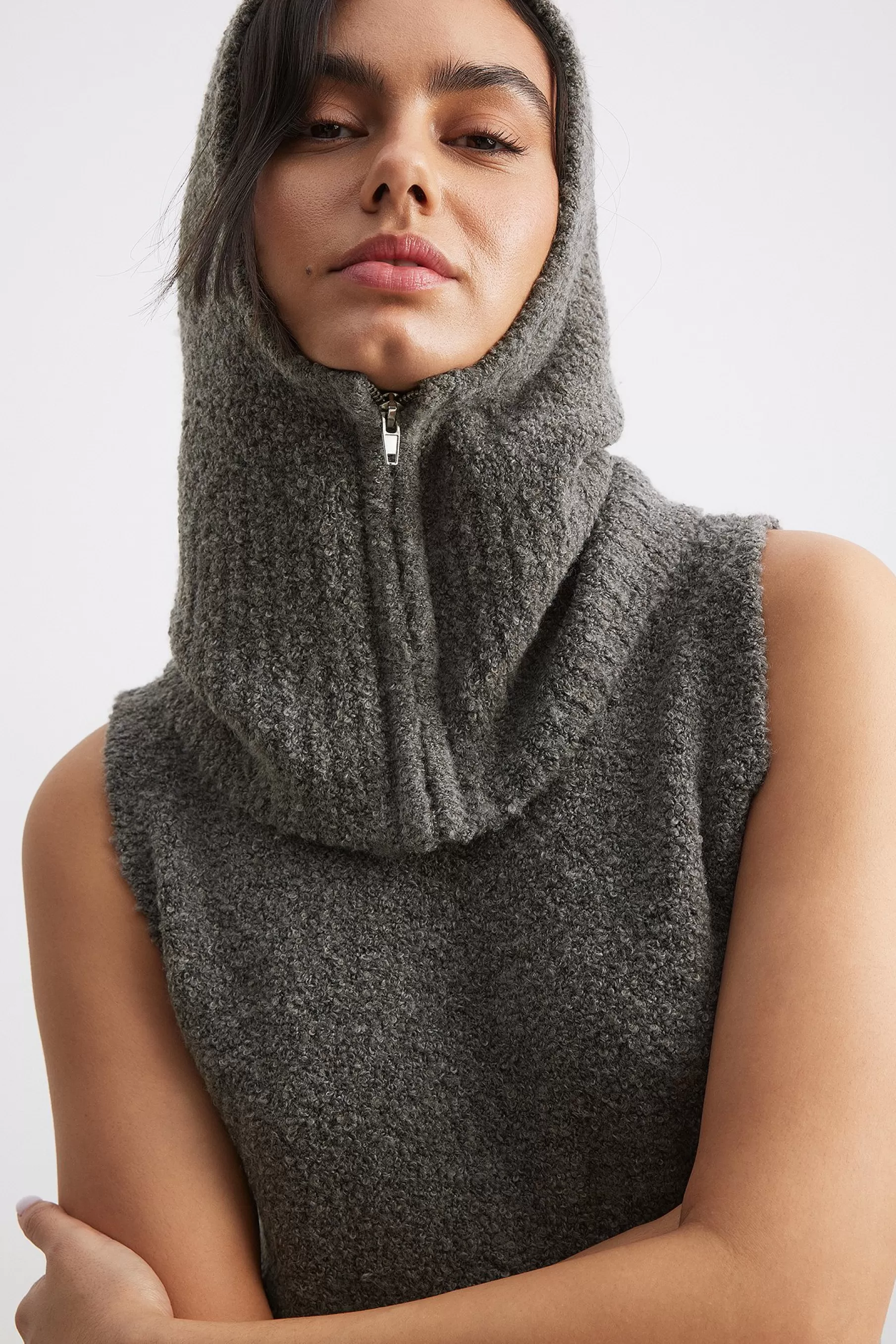 NA-KD Knitted Balaclava Grey