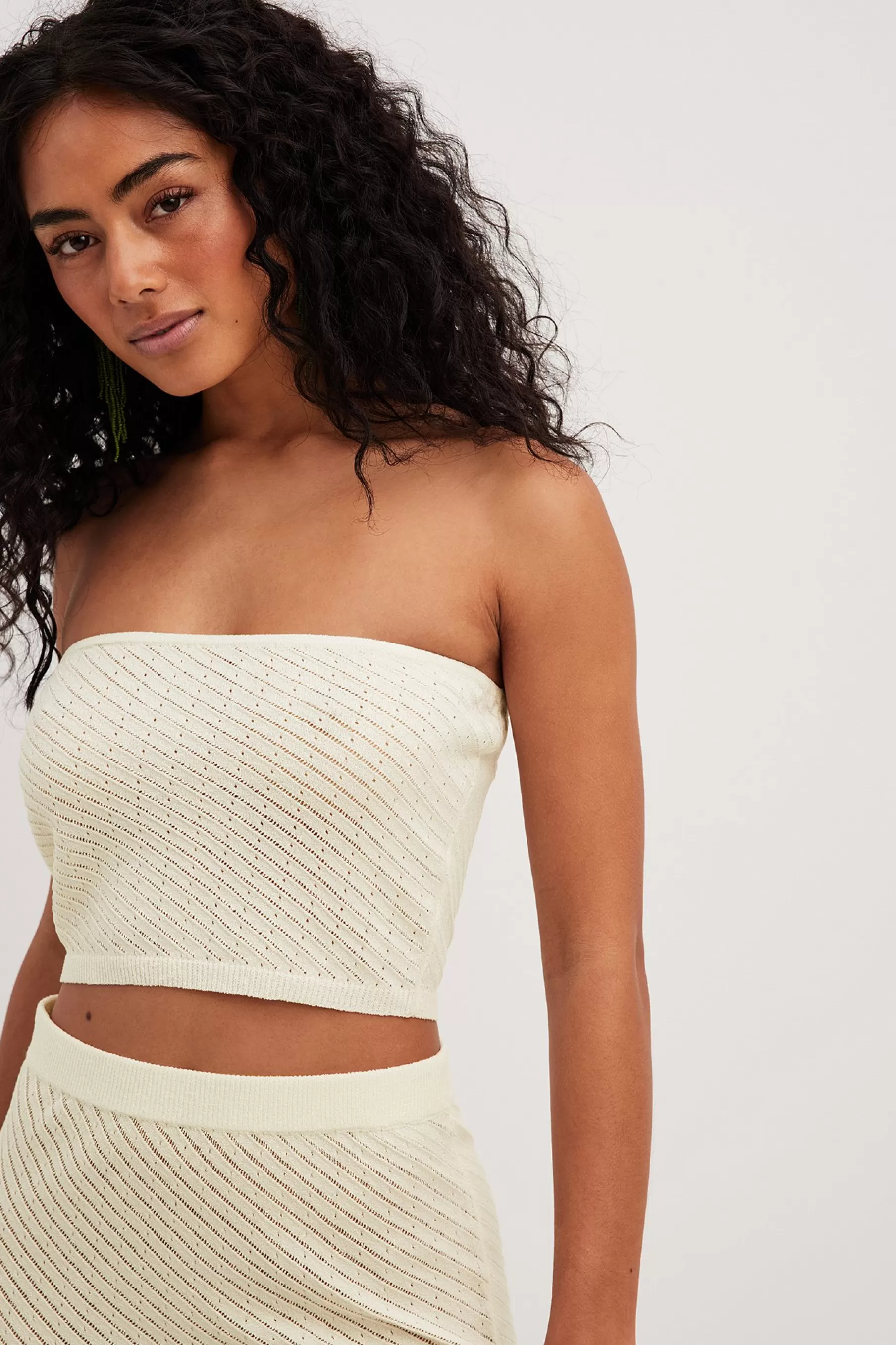 NA-KD Knitted Bandeau Top Offwhite