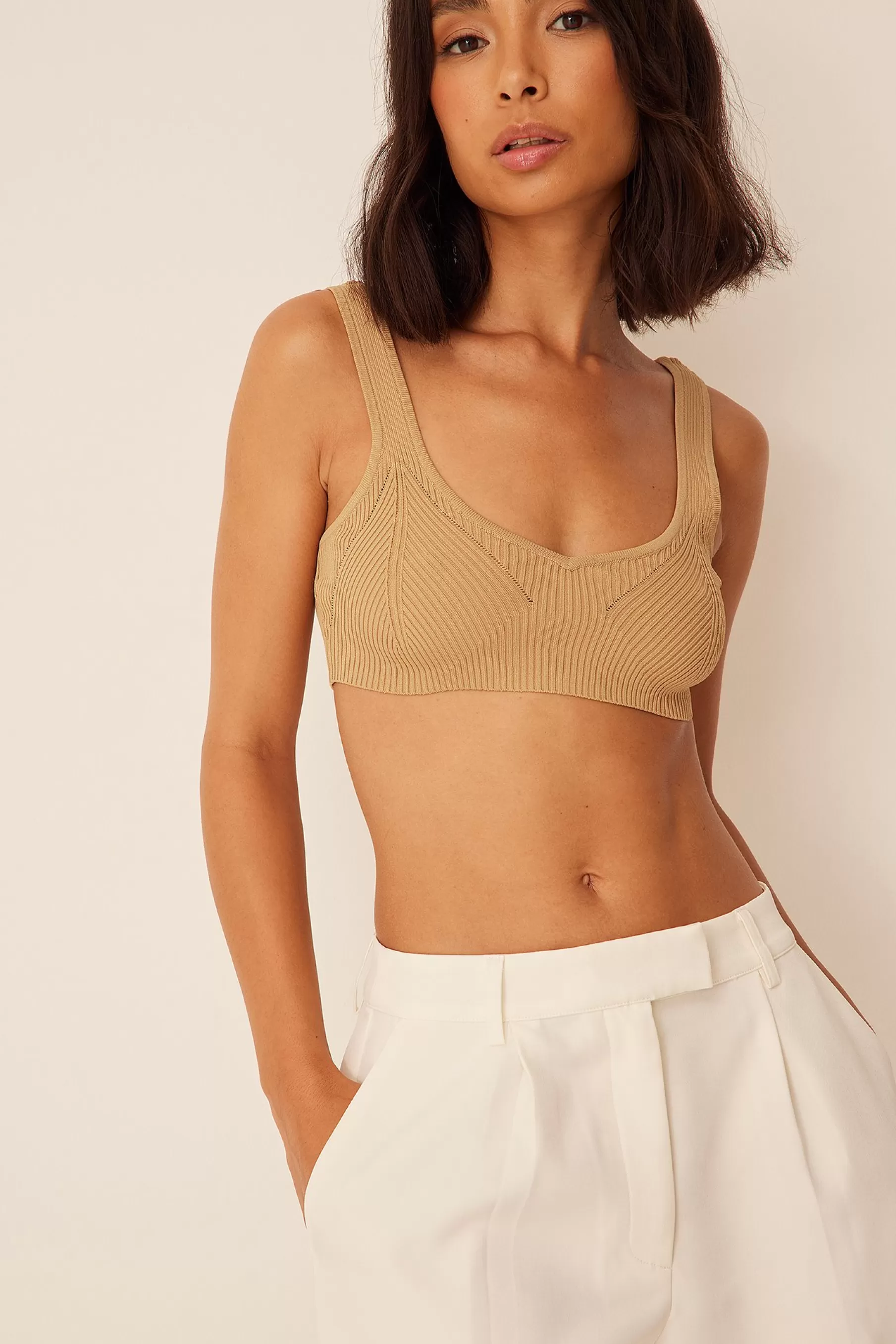 NA-KD Knitted Bralette Beige