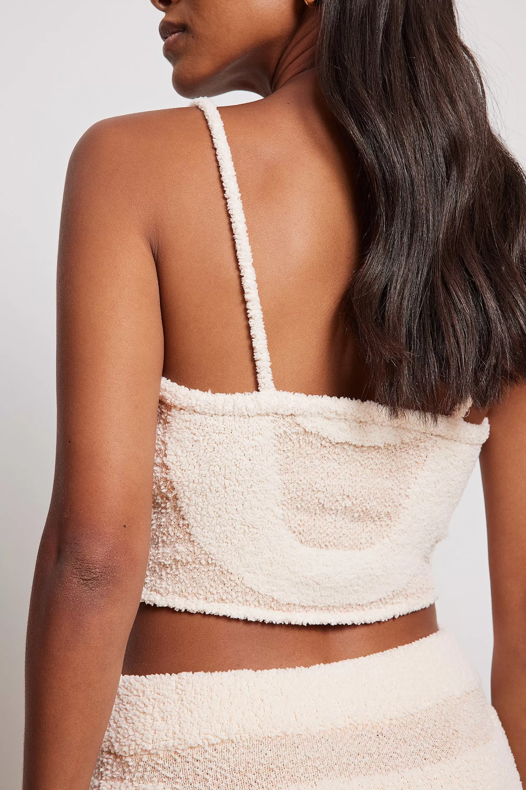 NA-KD Knitted Corset Detail Singlet Beige