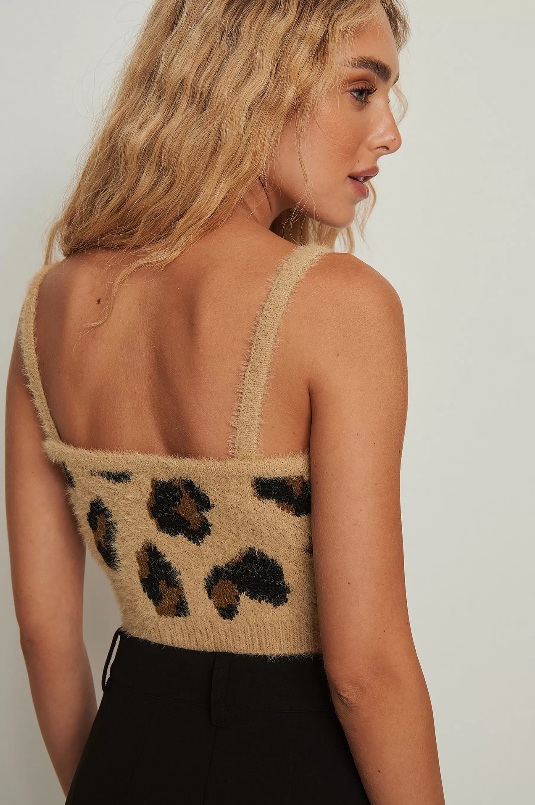 NA-KD Knitted Cropped Singlet Leopard