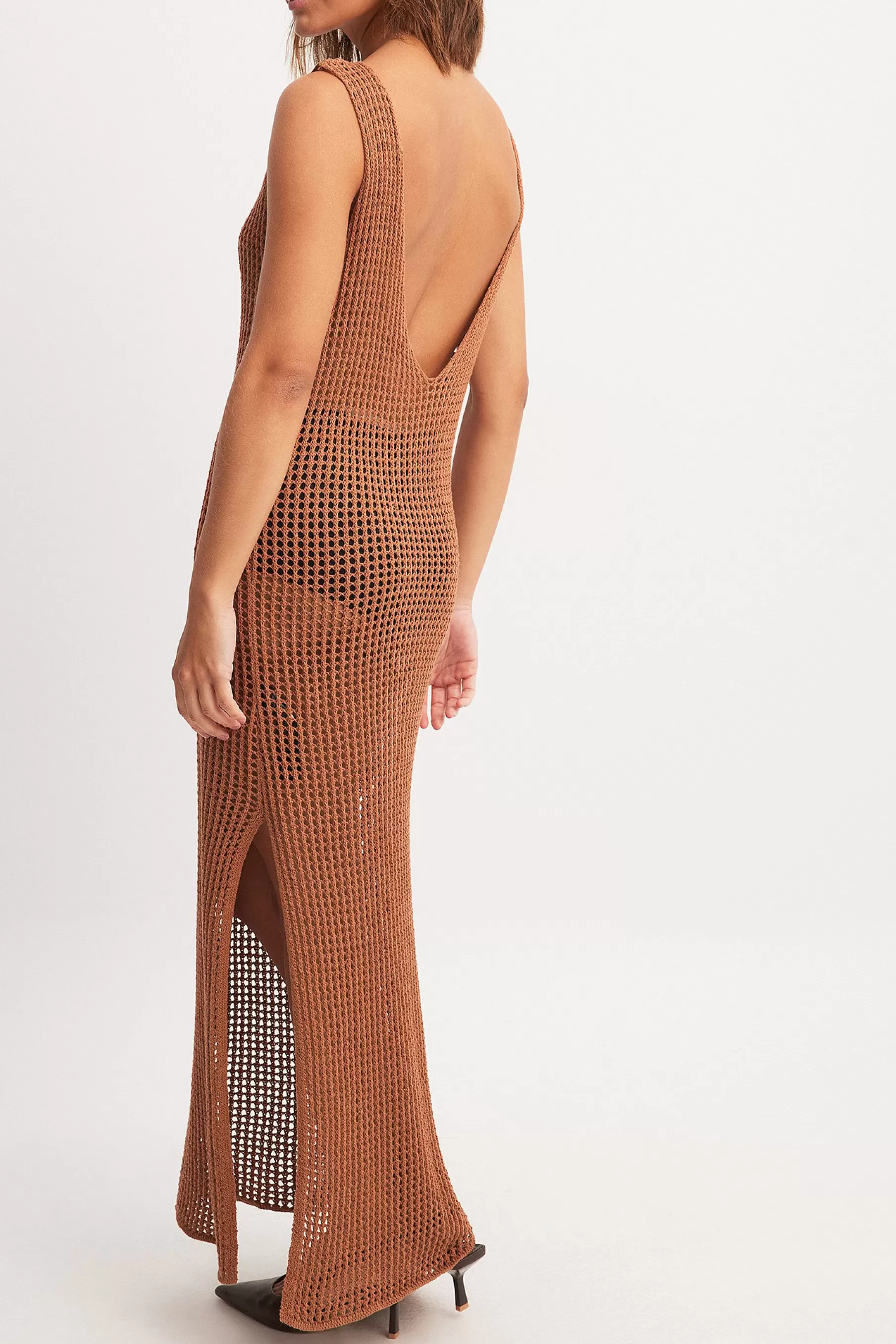 NA-KD Knitted Maxi Dress Brown