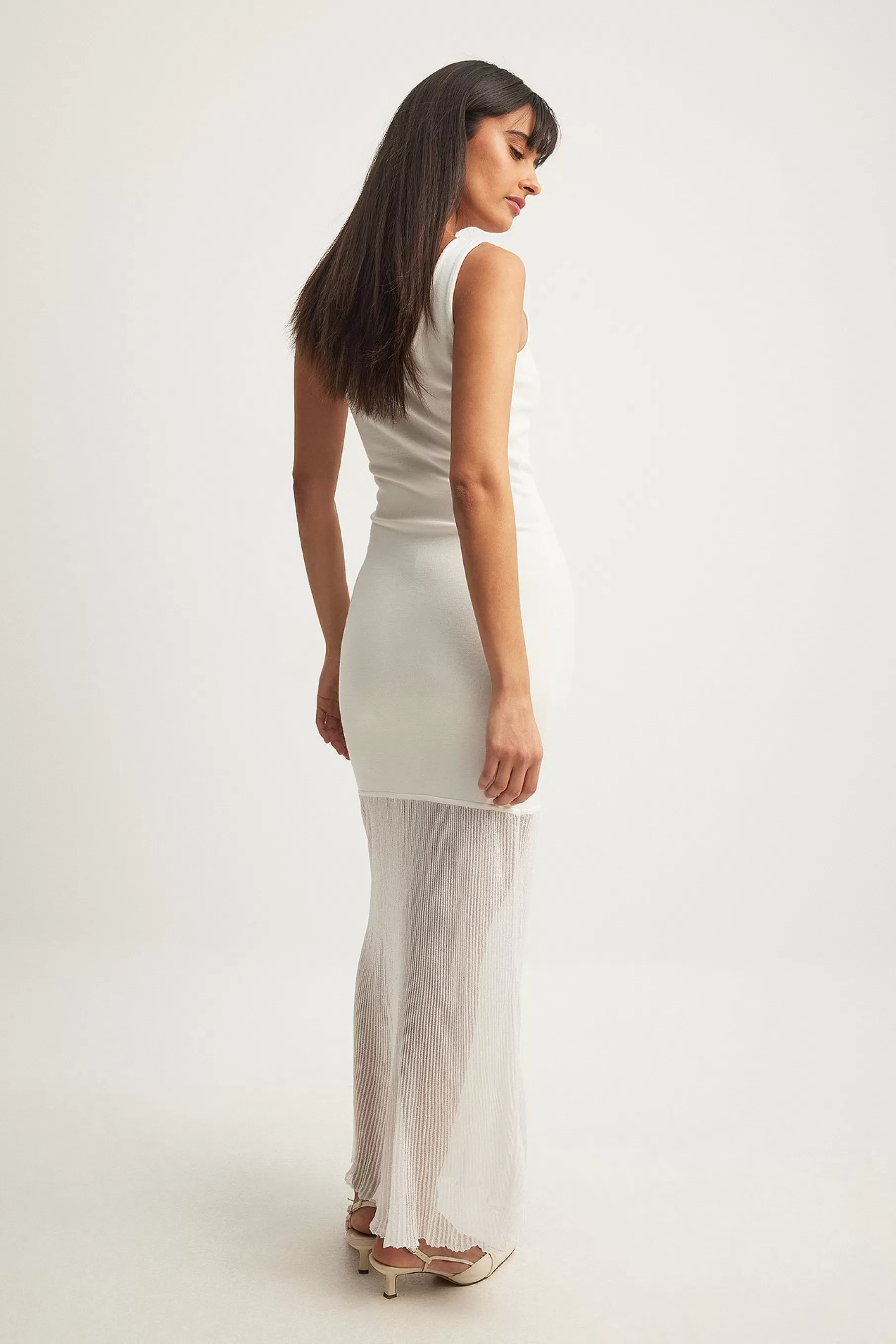 NA-KD Knitted Maxi Dress Offwhite