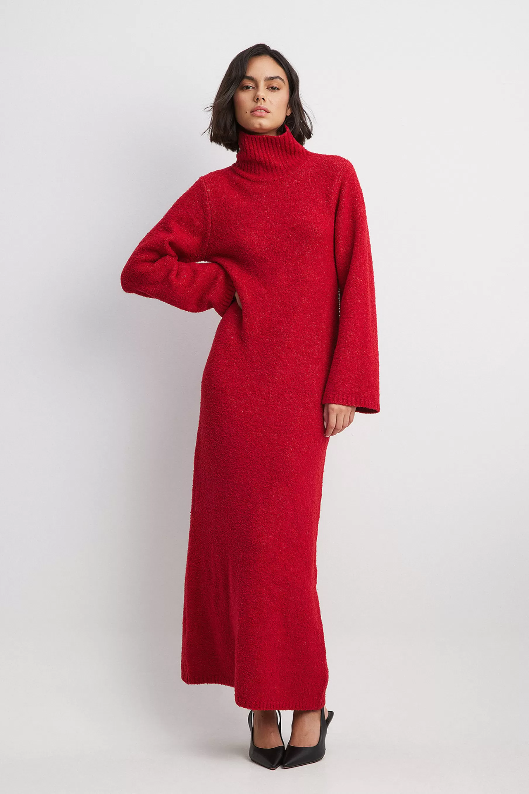 NA-KD Knitted Maxi Dress Red