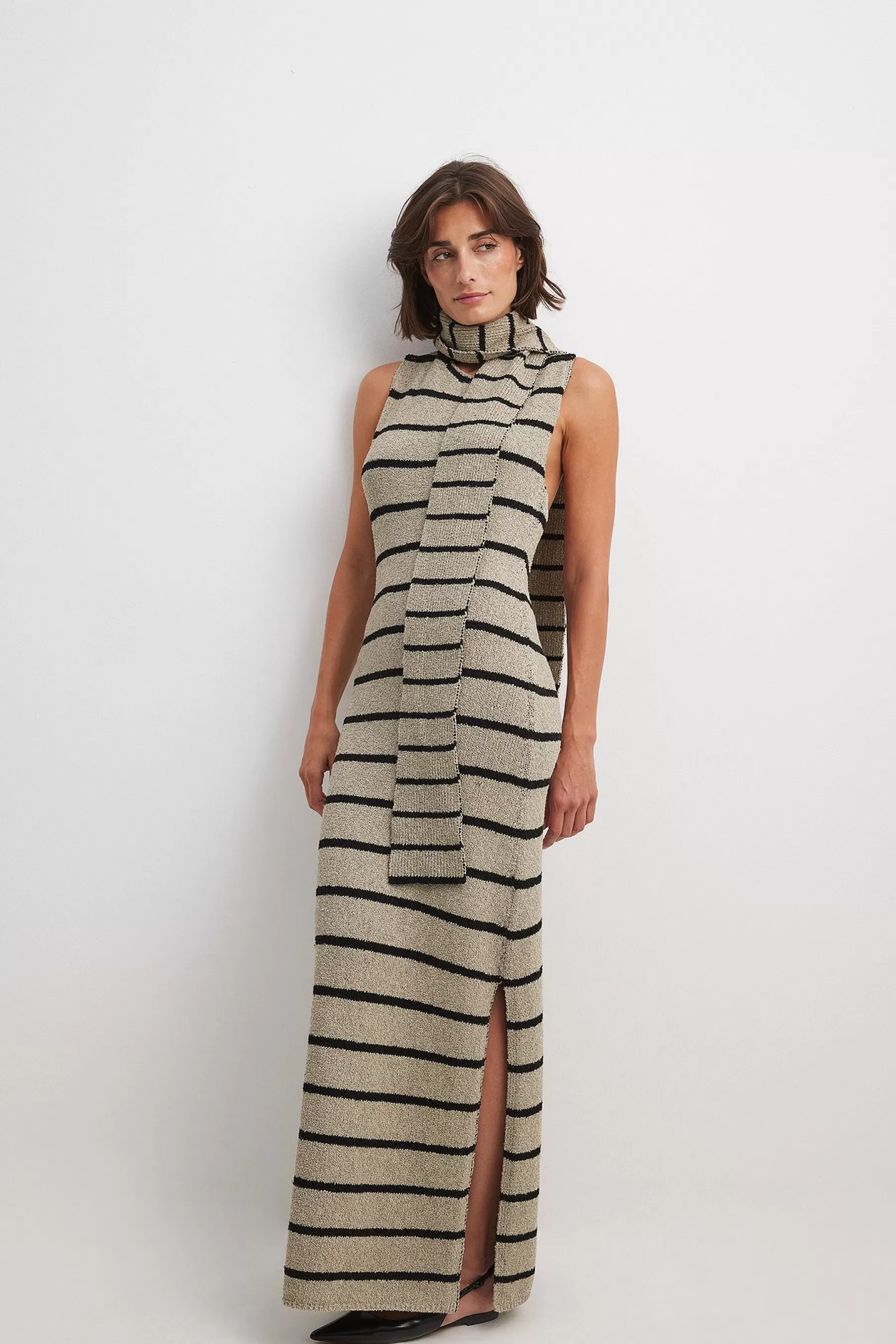 NA-KD Knitted Maxi Scarf Dress Stripe