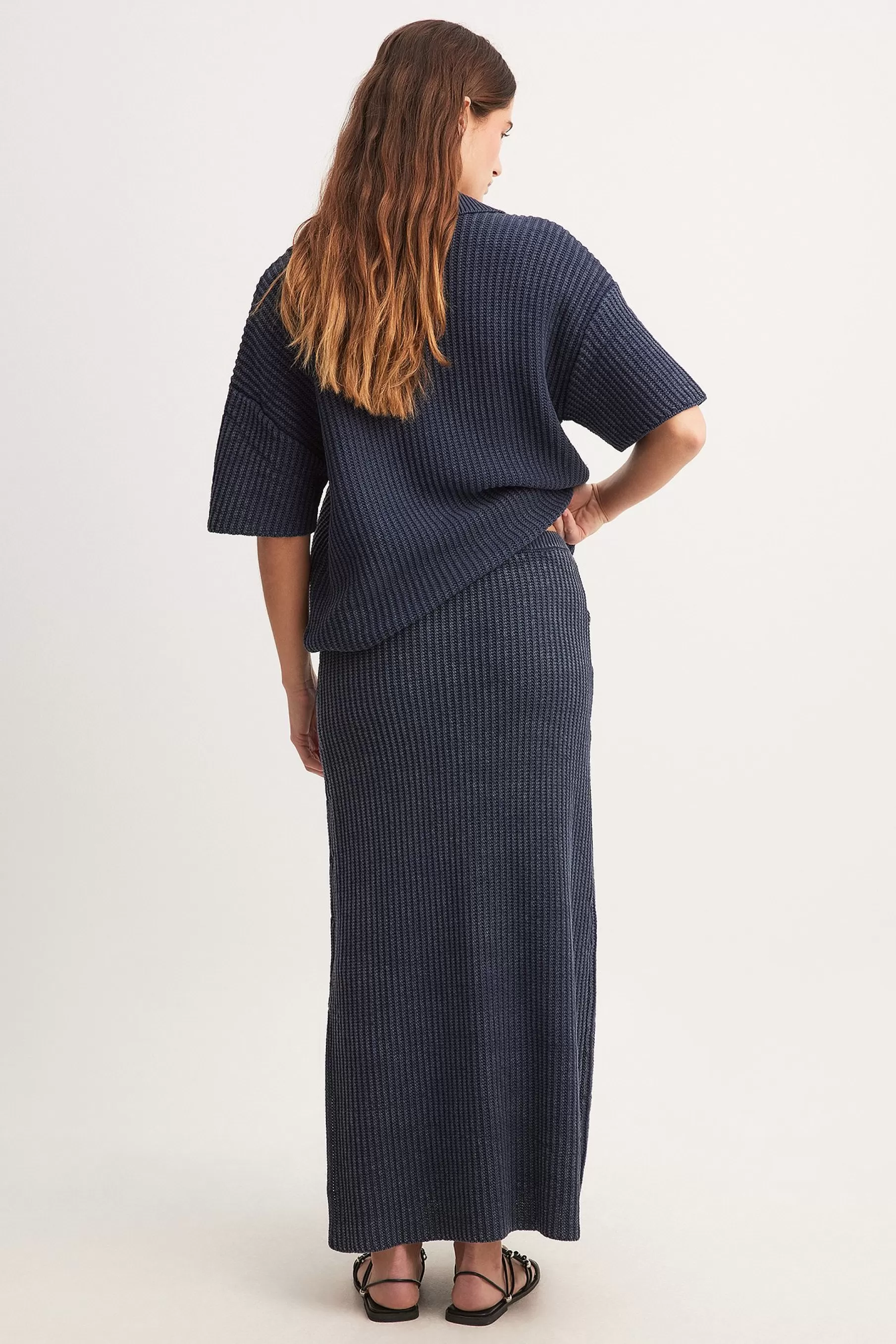 NA-KD Knitted Maxi Skirt Blue