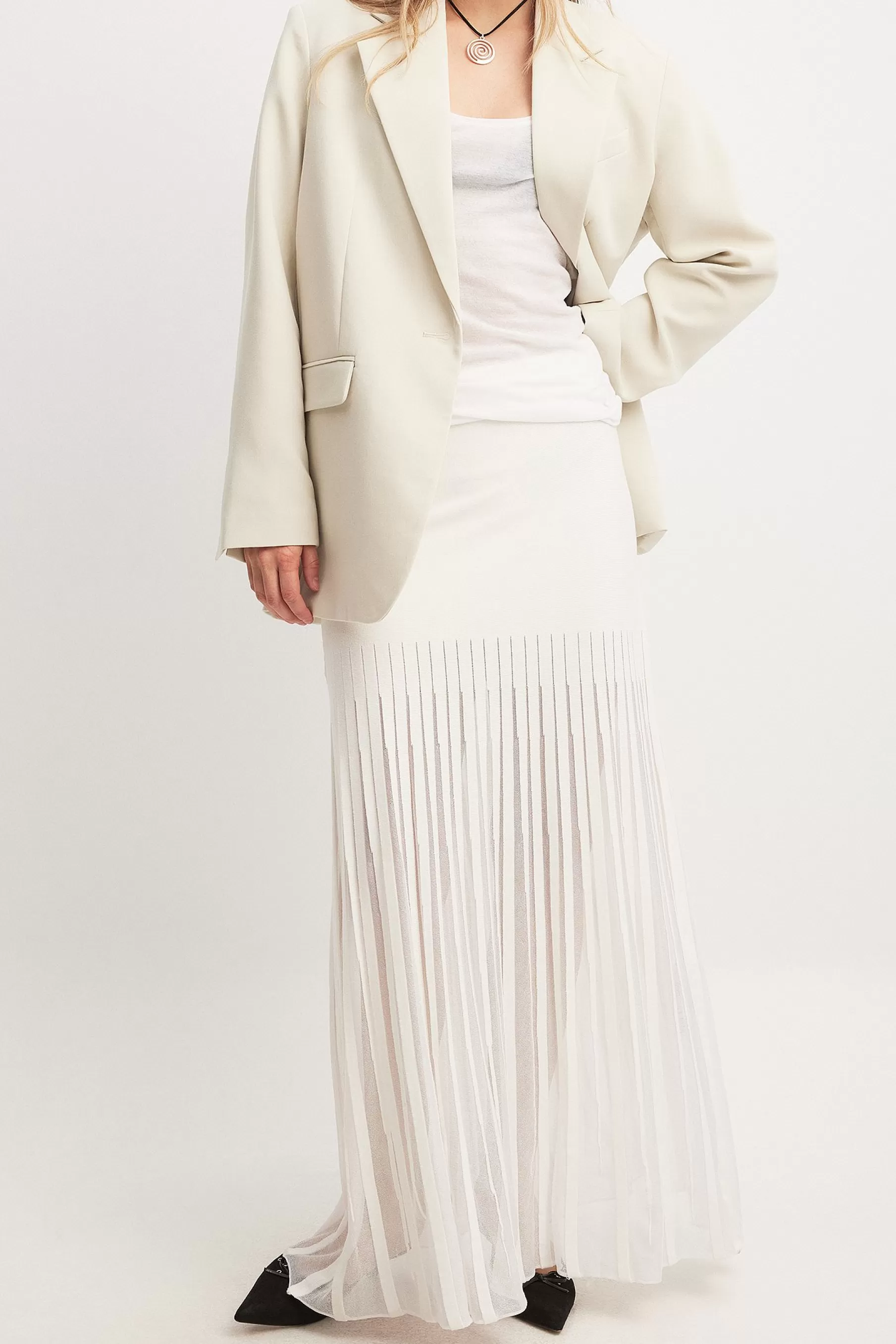 NA-KD Knitted Maxi Skirt White