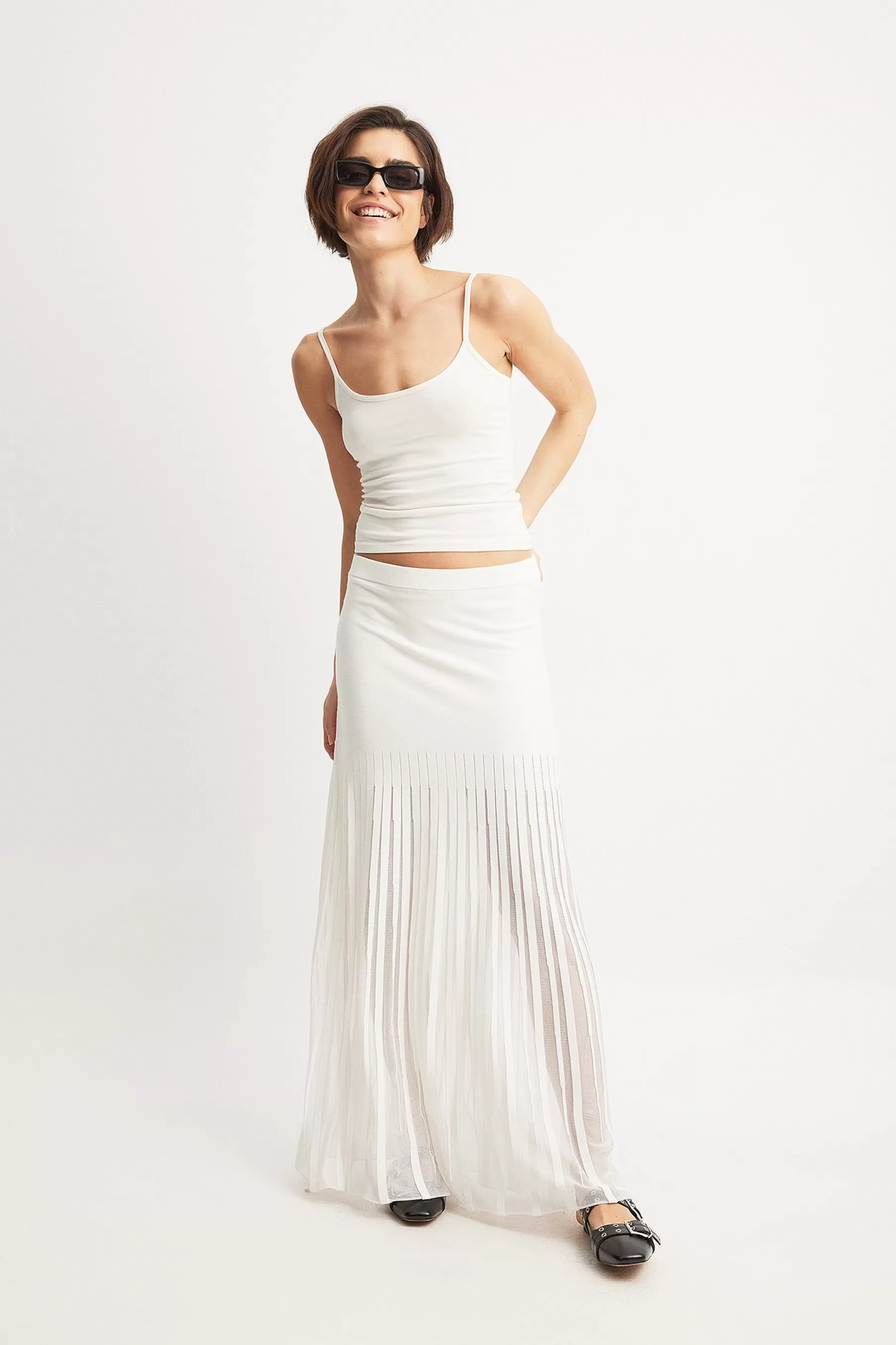 NA-KD Knitted Maxi Skirt White