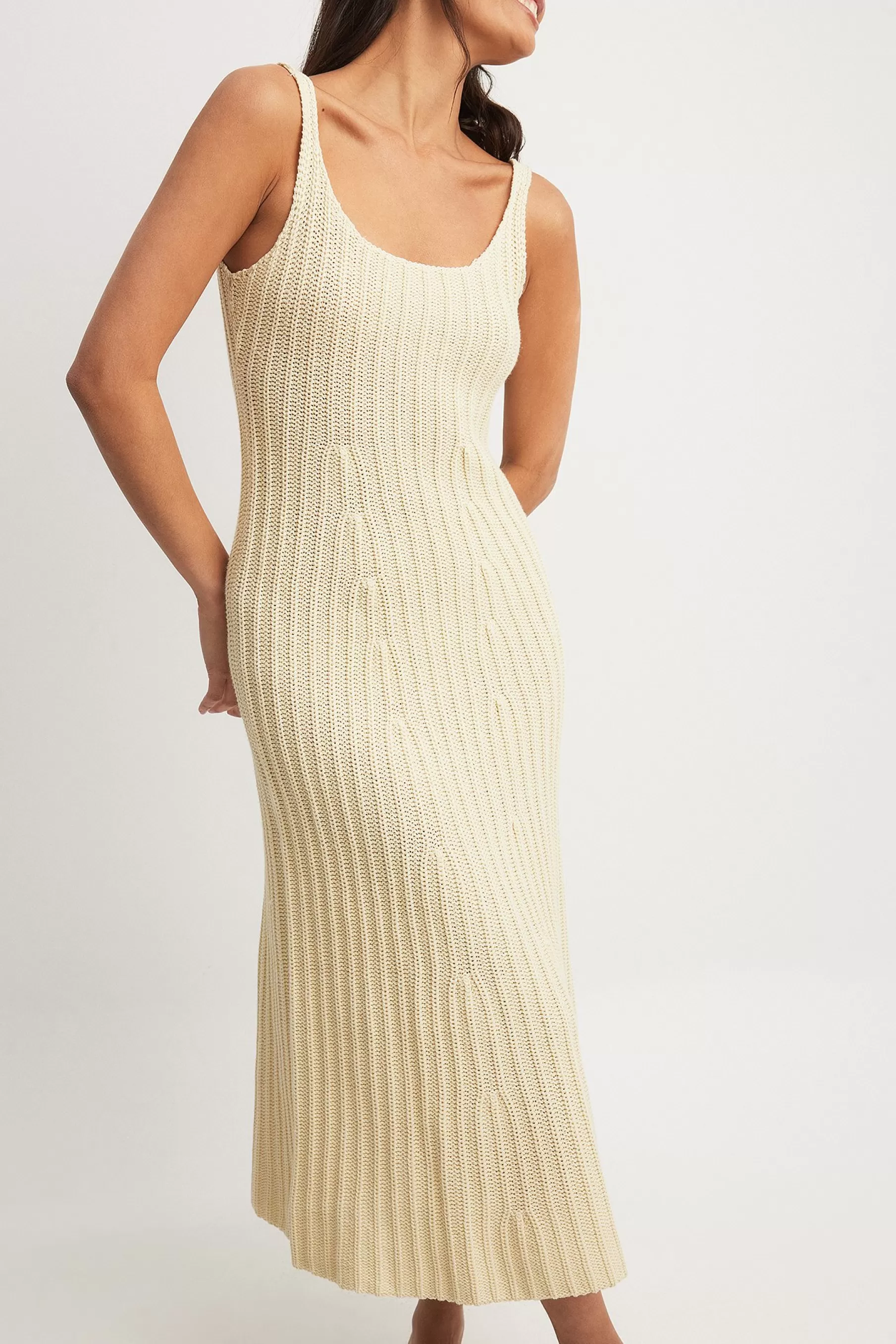 NA-KD Knitted Midi Dress Offwhite