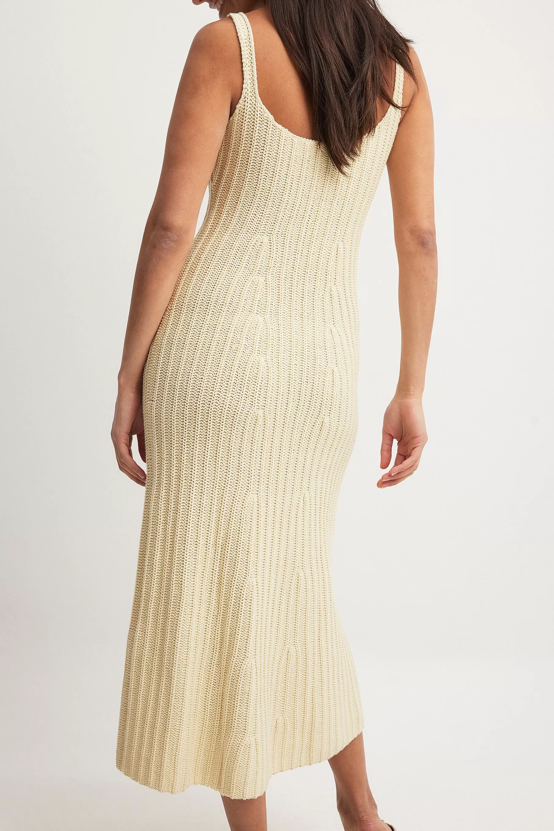 NA-KD Knitted Midi Dress Offwhite