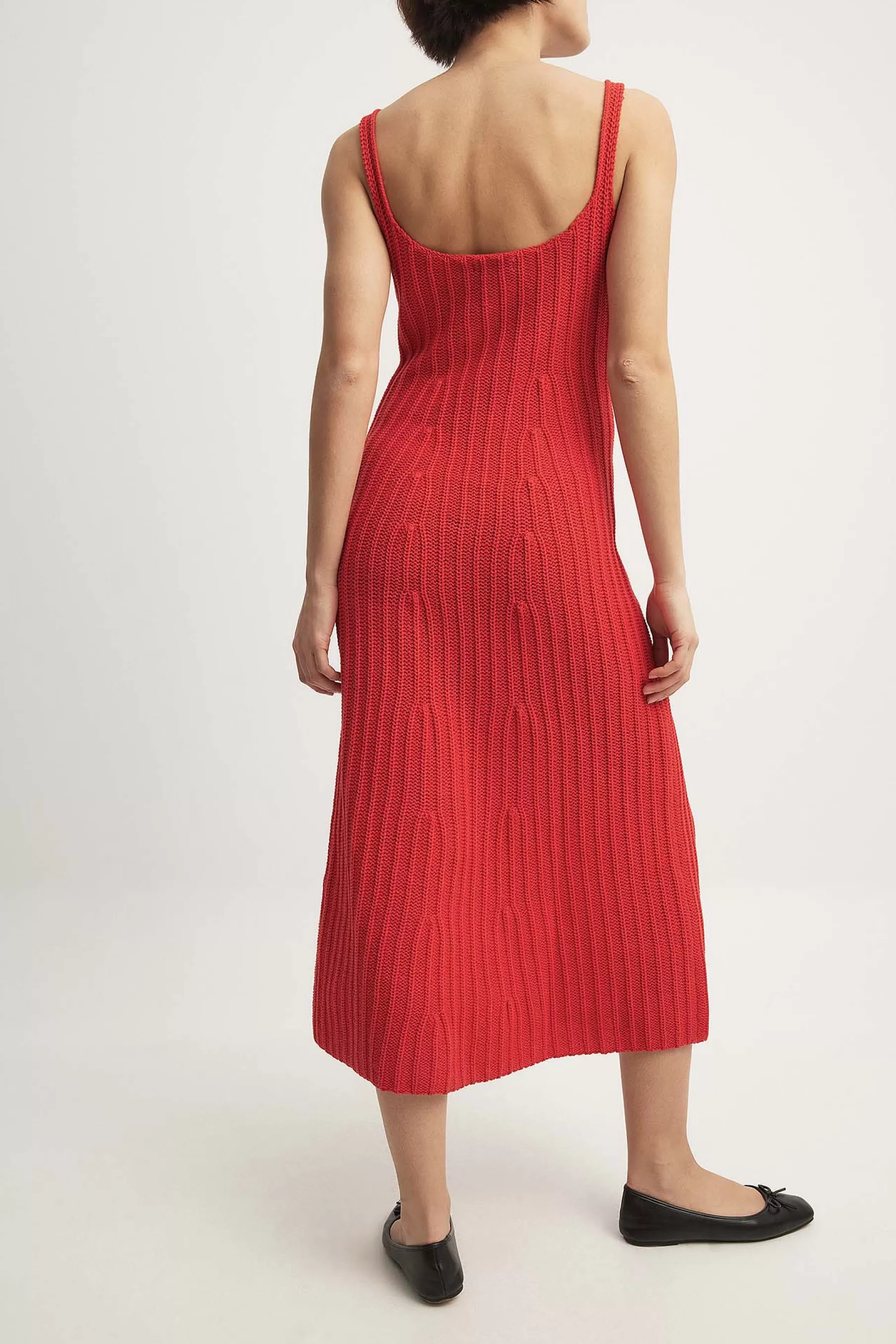 NA-KD Knitted Midi Dress Red