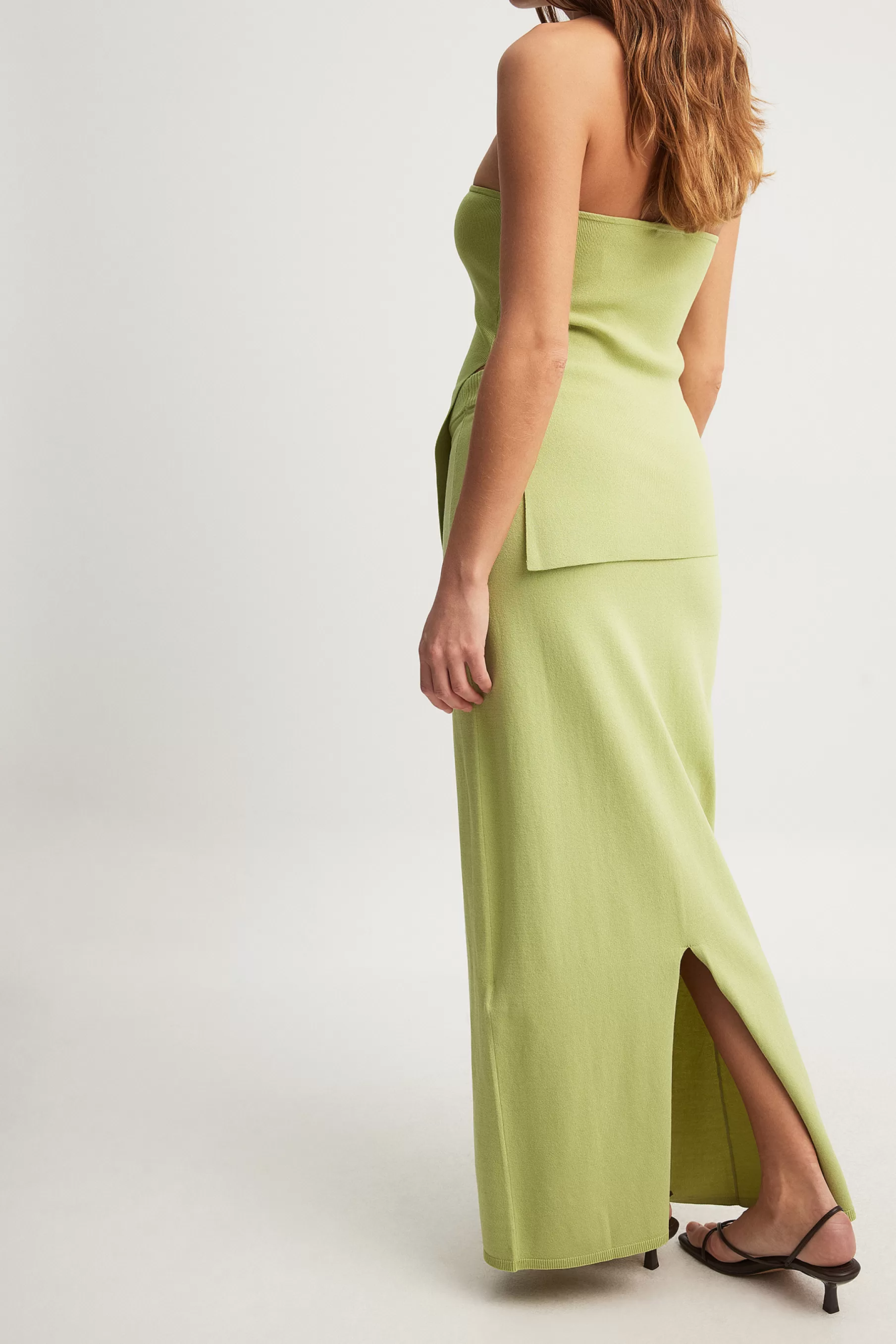 NA-KD Knitted Midi Skirt Green