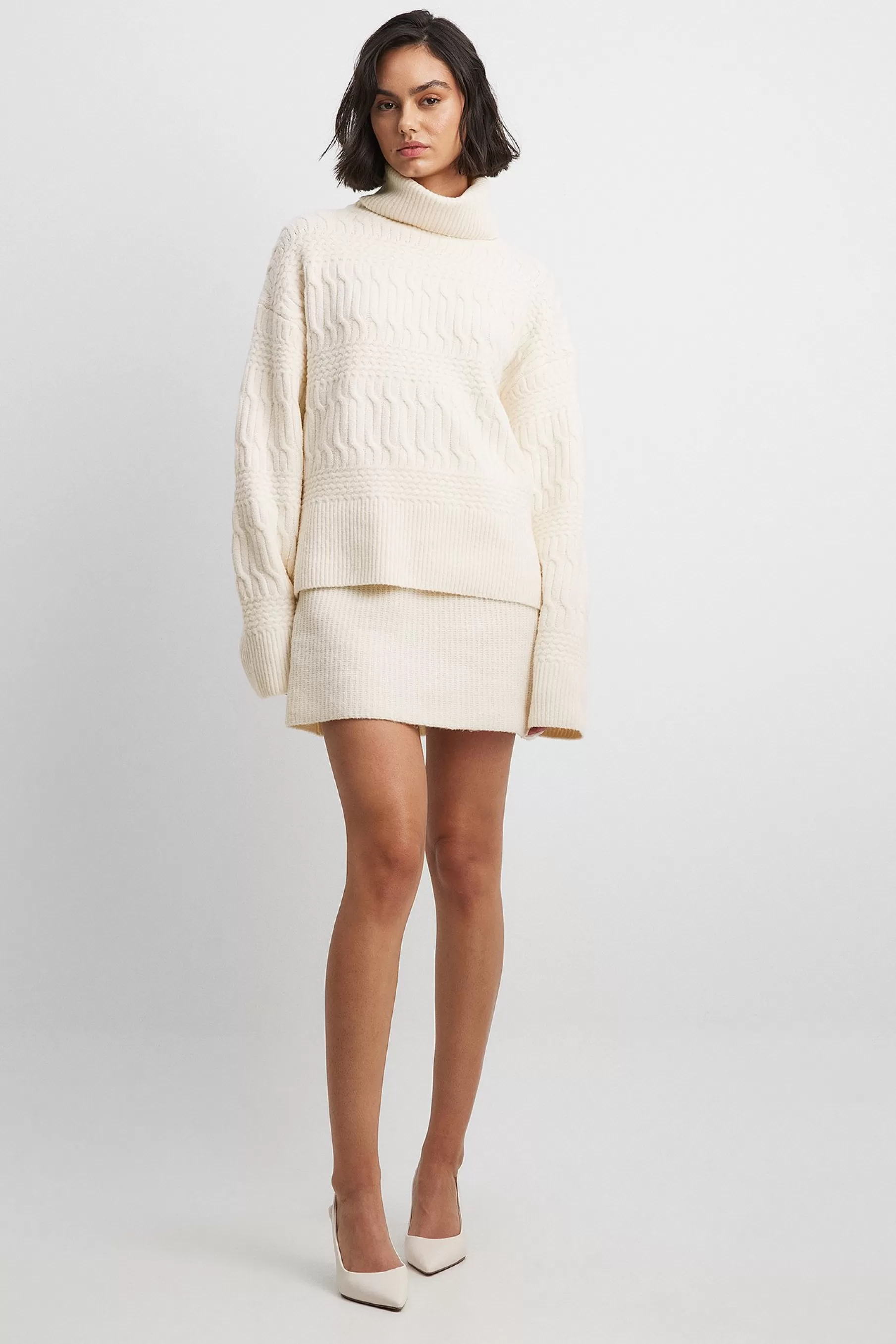 NA-KD Knitted Mini Skirt White