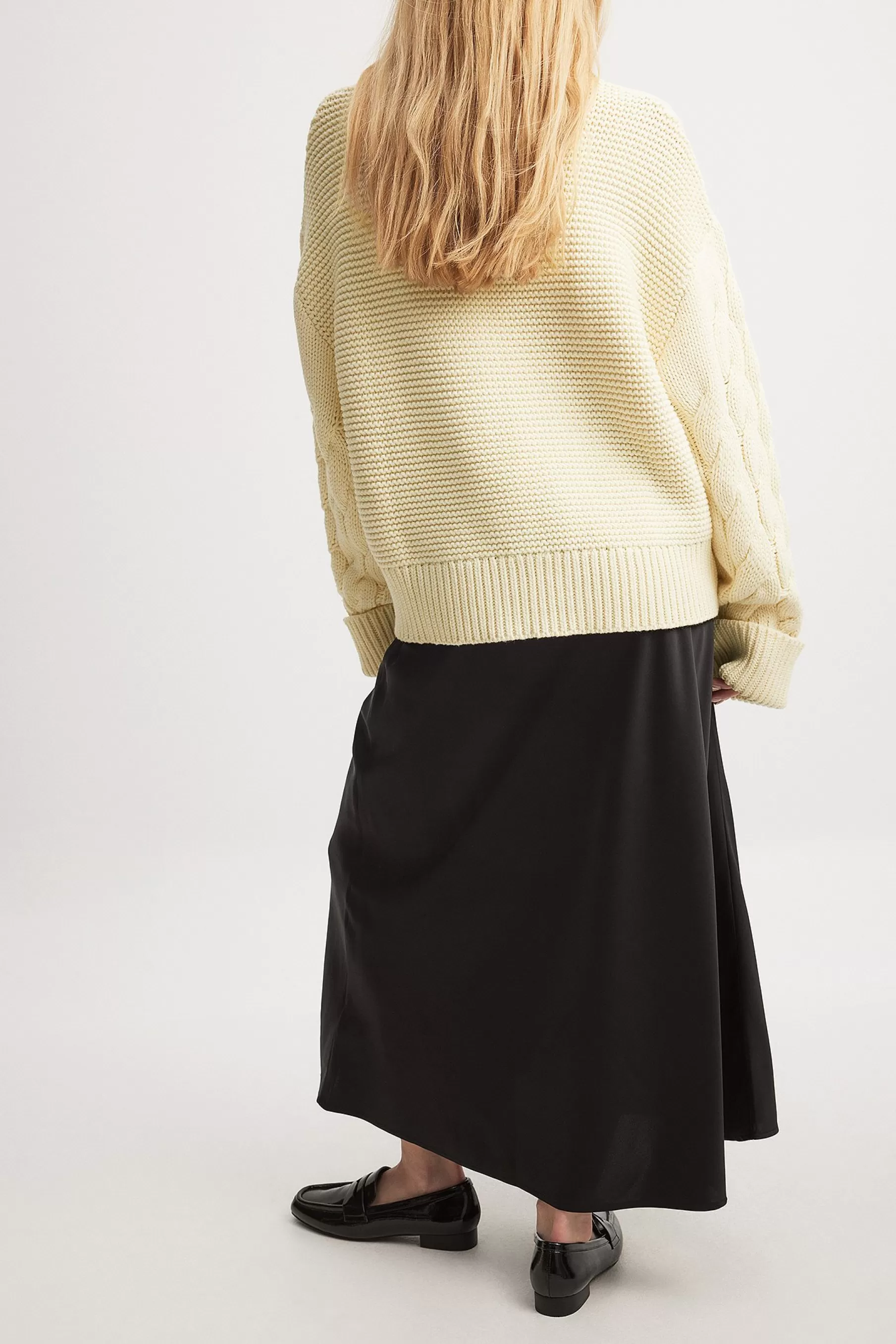 NA-KD Knitted Oversized Cable Sweater Offwhite